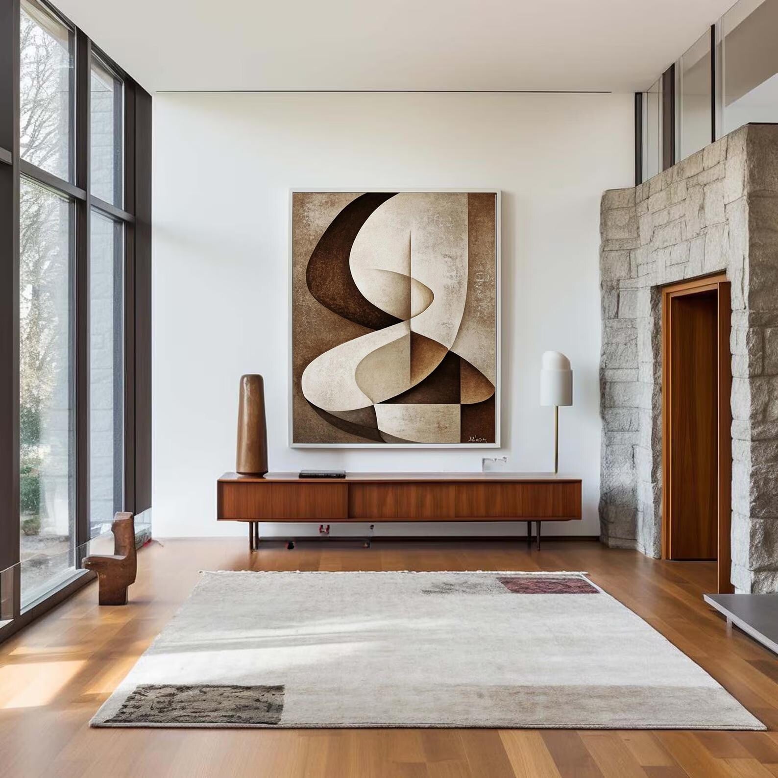 Textured Geometric Serenity | Umber Curves
