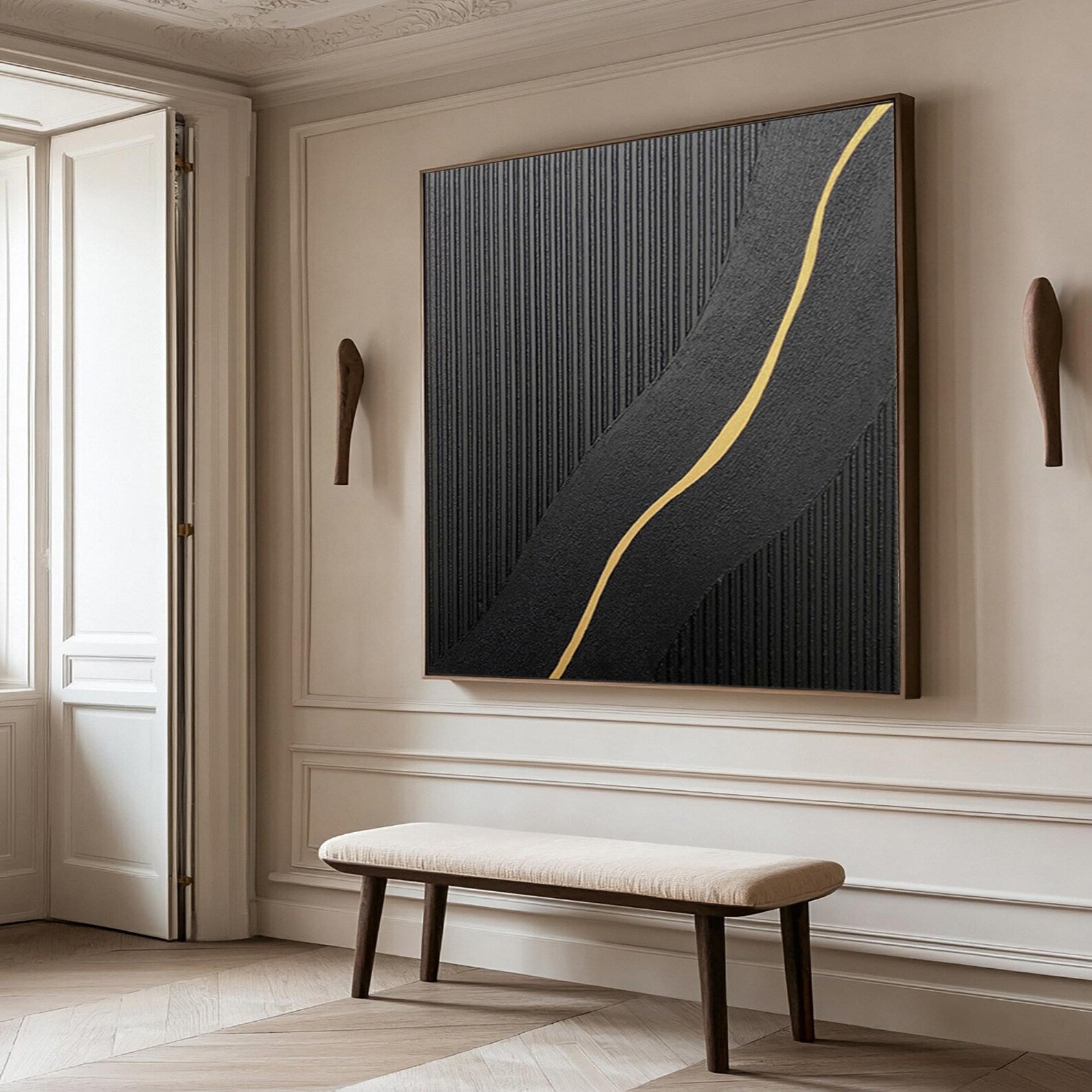Textured Linear Opulence | Black Gold