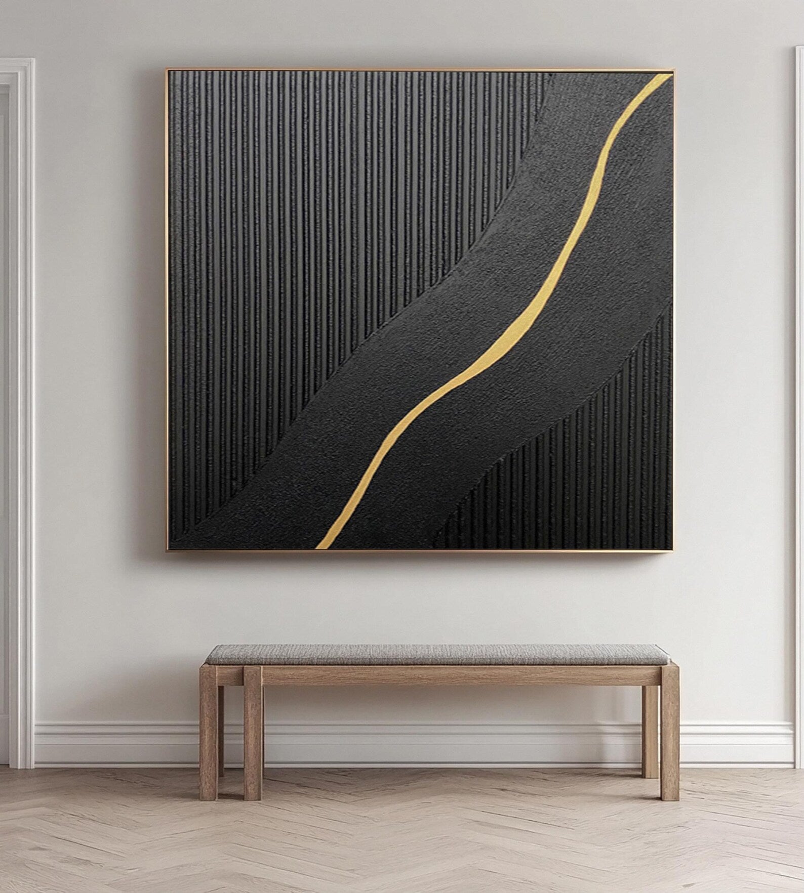 Textured Linear Opulence | Black Gold