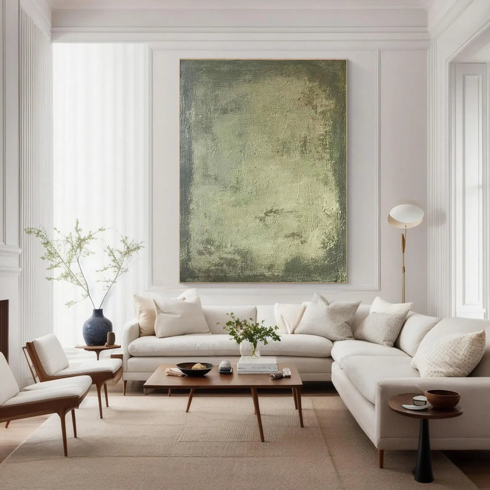 Textured Green Grandeur | Olive Mural