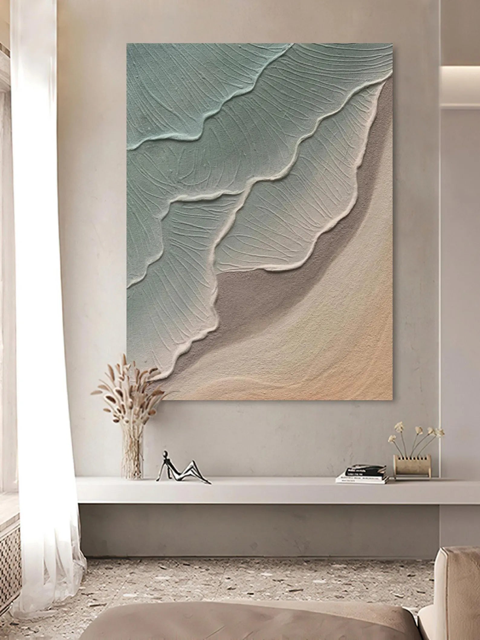 Textured Coastal Waves | Teal Sand