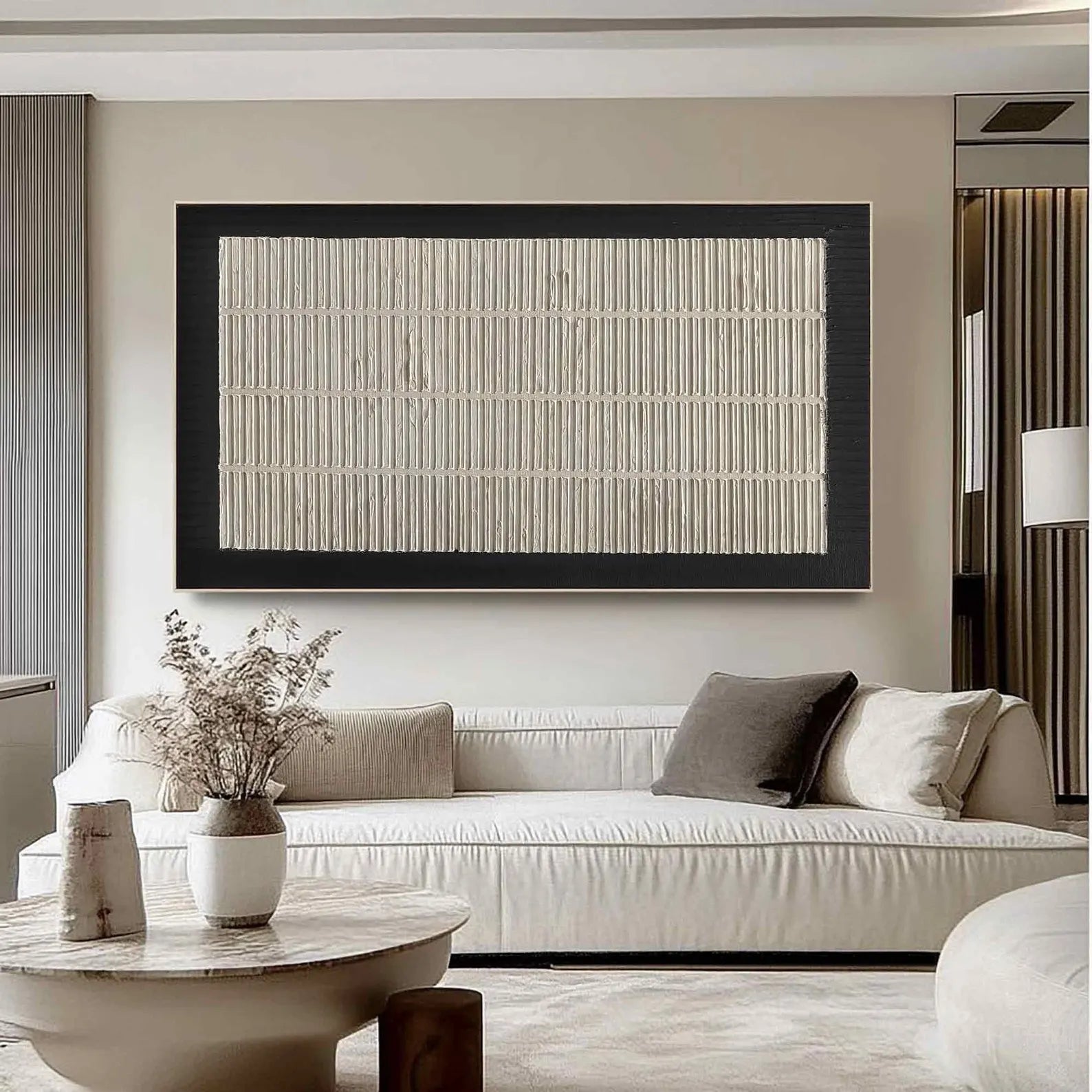 Textured Linear-Neutral Art | Serene Refinement