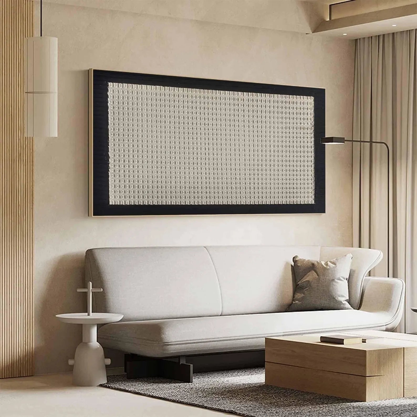 Textured Grid-Neutral Art | Subtle Sophistication