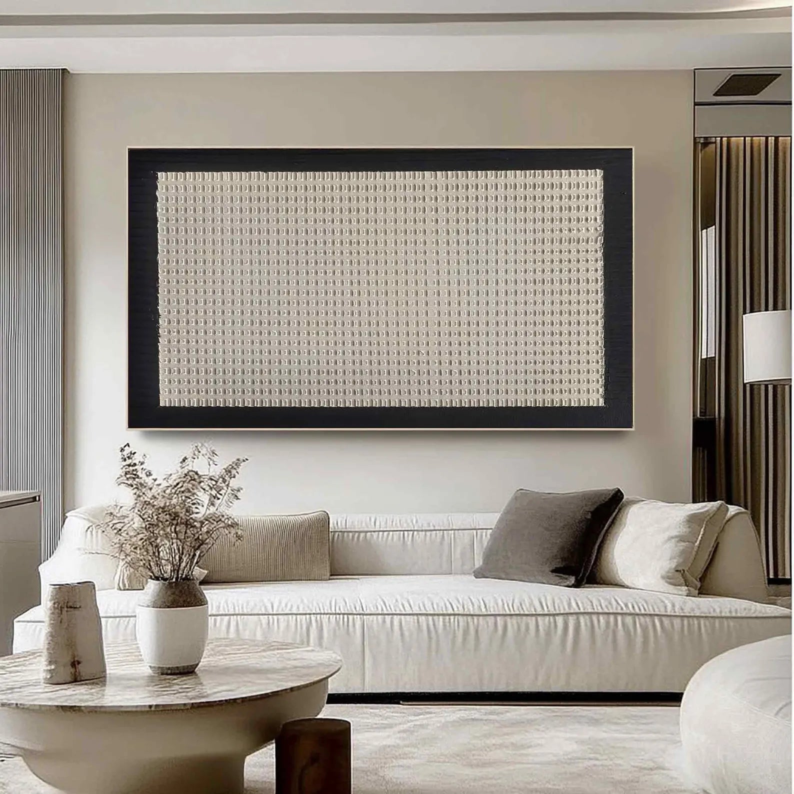 Textured Grid-Neutral Art | Subtle Sophistication