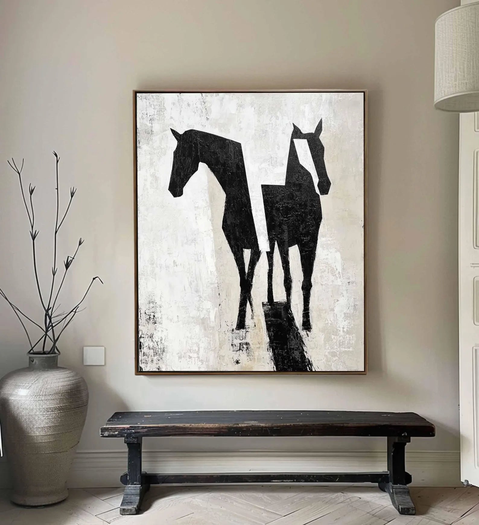 Geometric Horse Art | Monochrome Sophistication