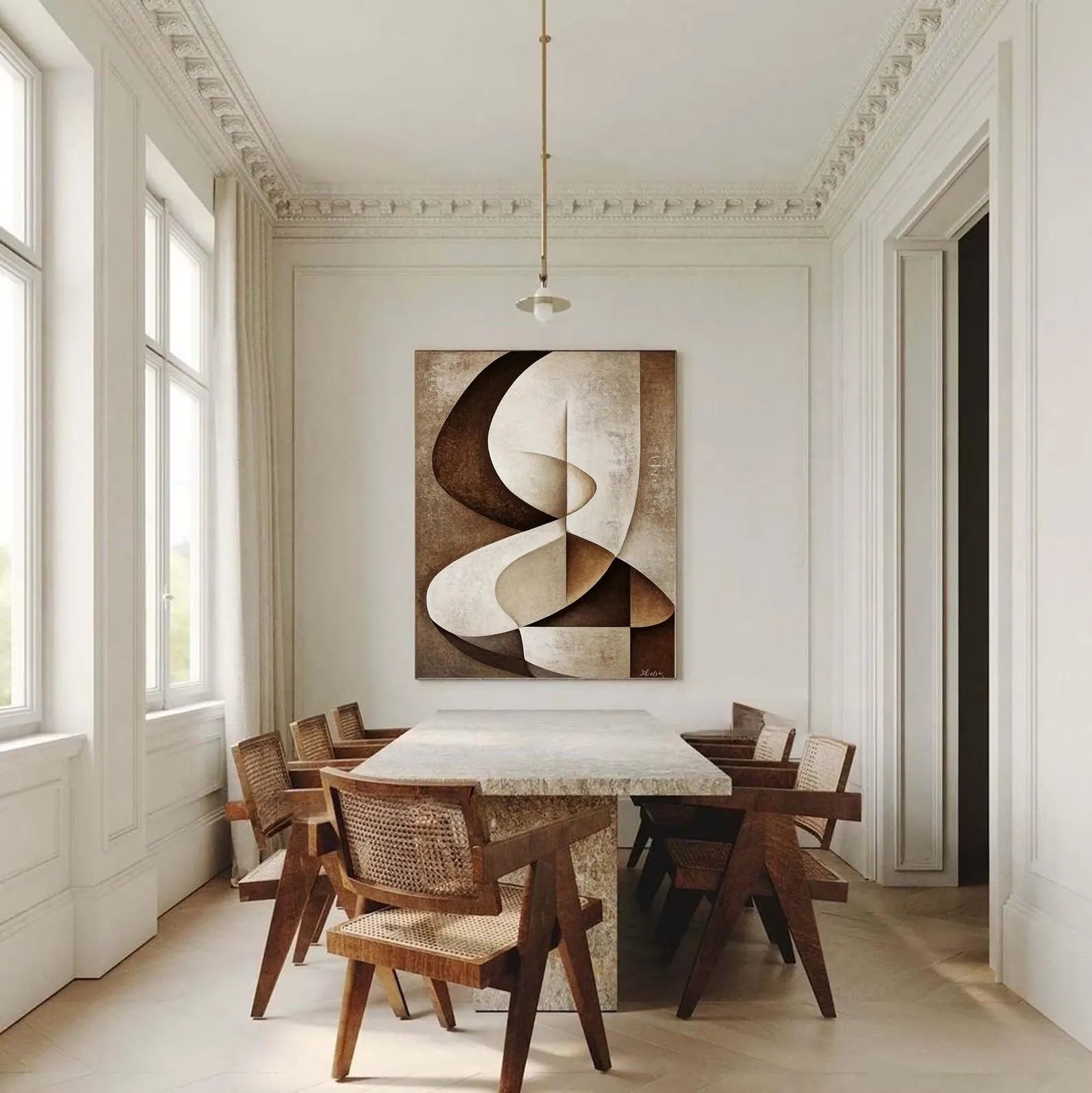 Textured Geometric Serenity | Umber Curves