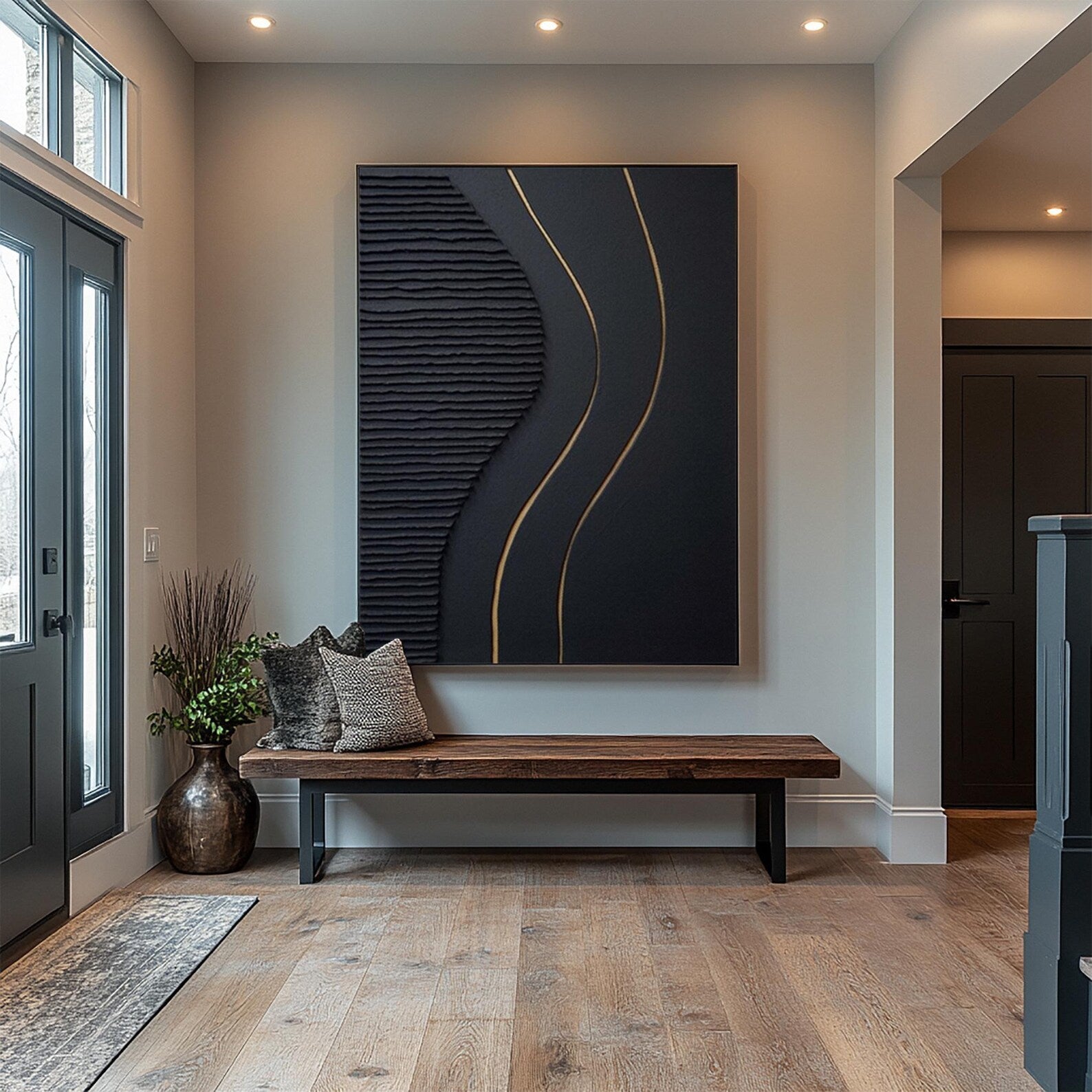 Textured Linear Luxury | Black Gold