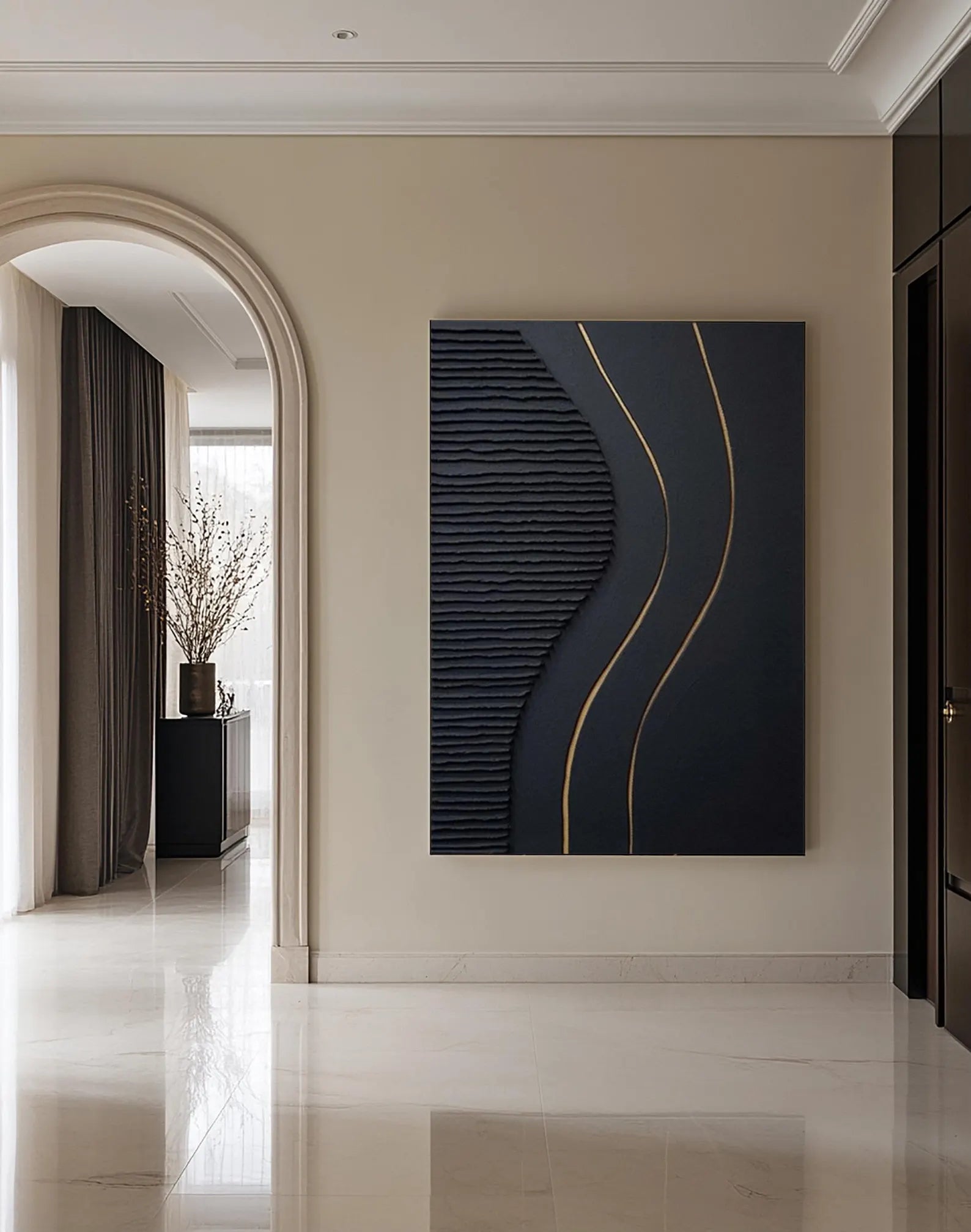 Textured Linear Luxury | Black Gold