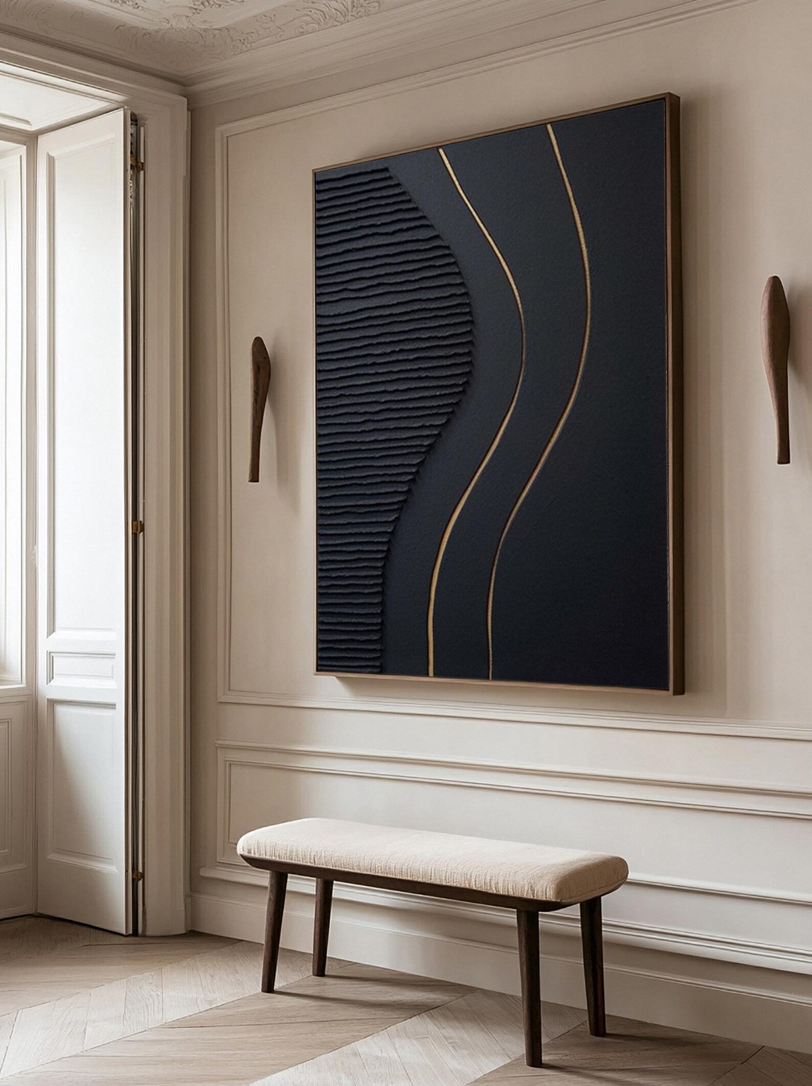 Textured Linear Luxury | Black Gold