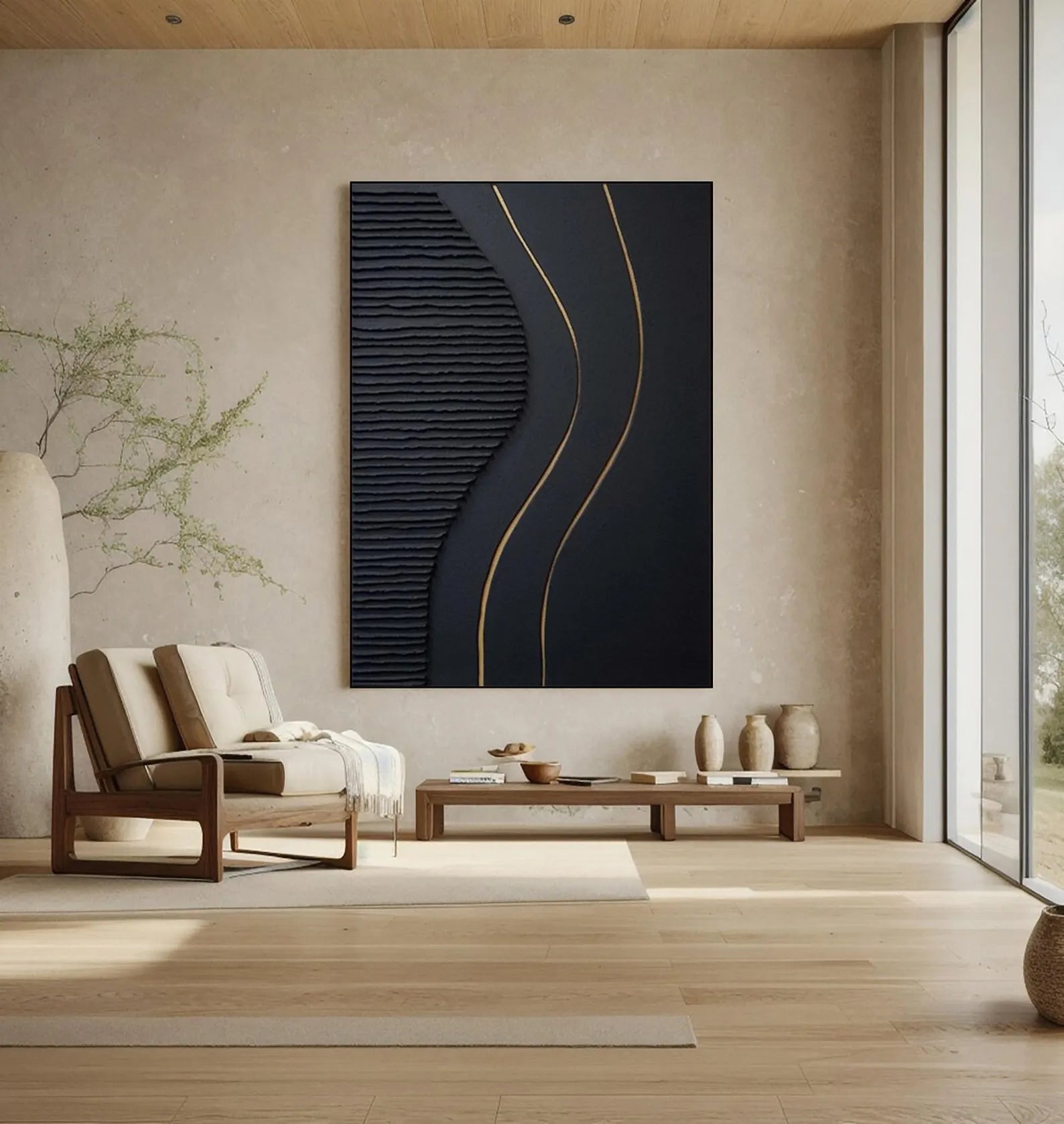 Textured Linear Luxury | Black Gold