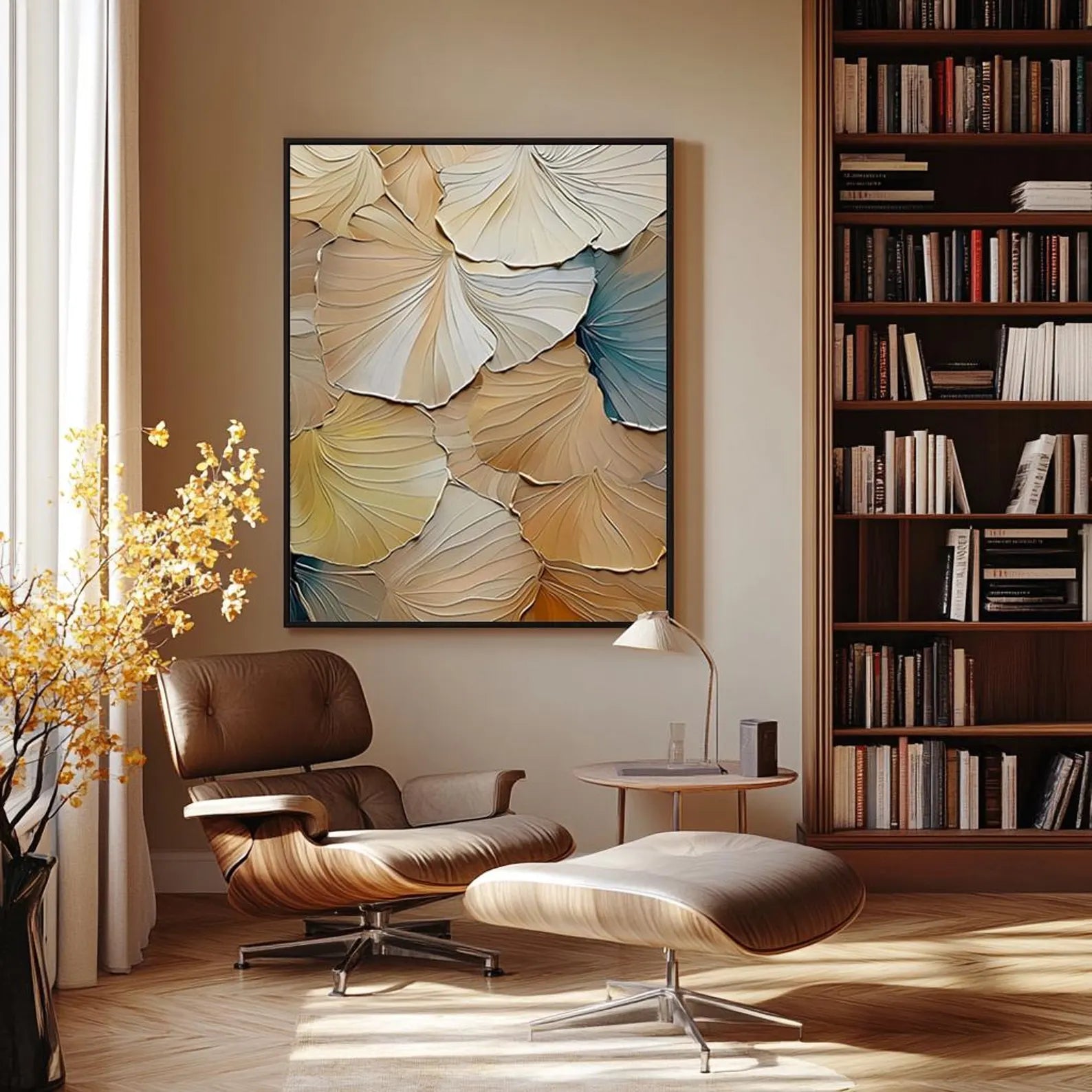 Textured Ginkgo Elegance | Golden Fronds