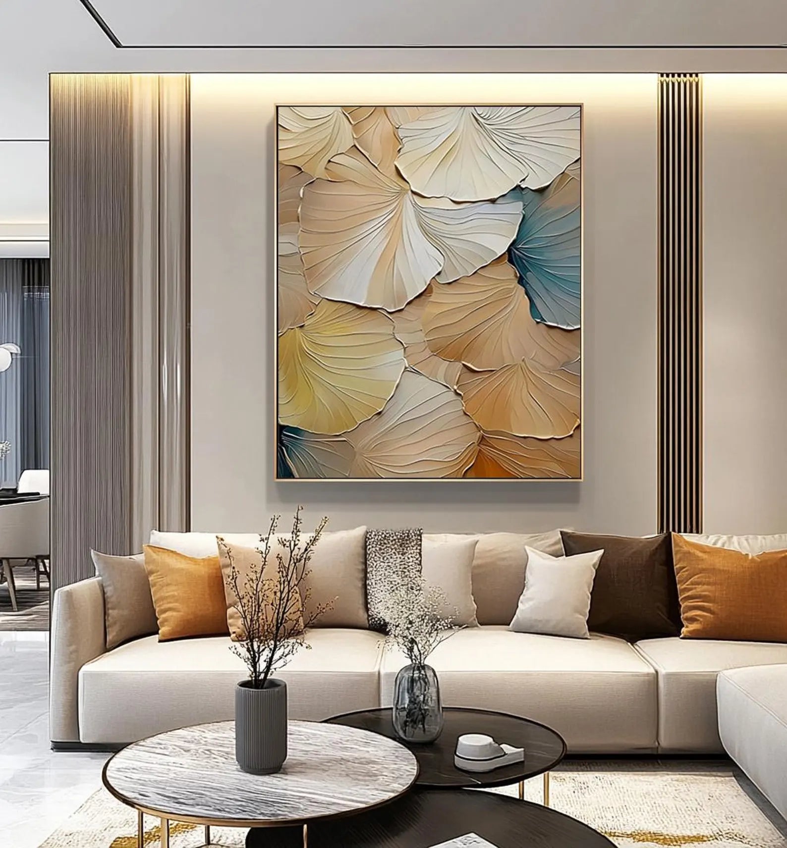 Textured Ginkgo Elegance | Golden Fronds