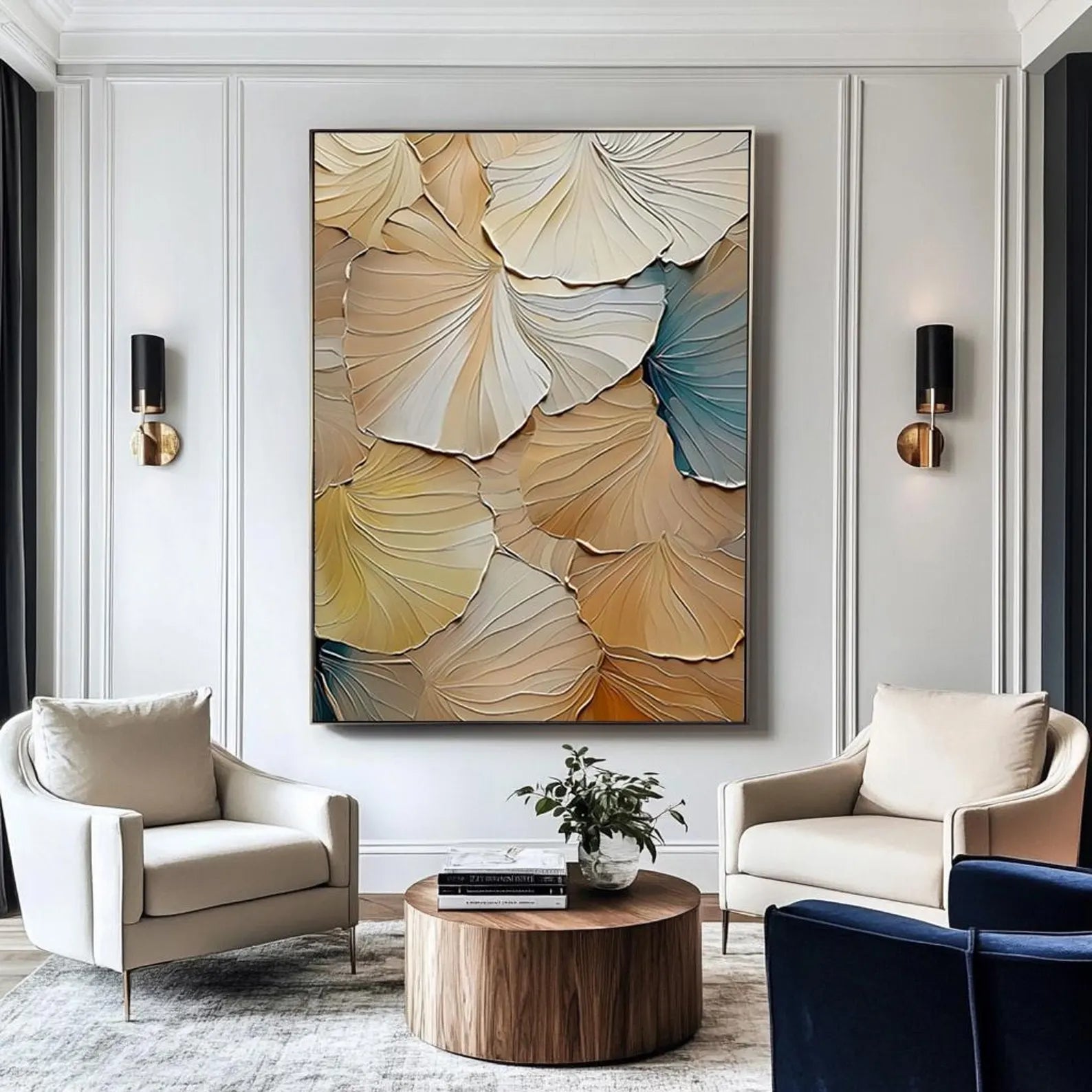 Textured Ginkgo Elegance | Golden Fronds