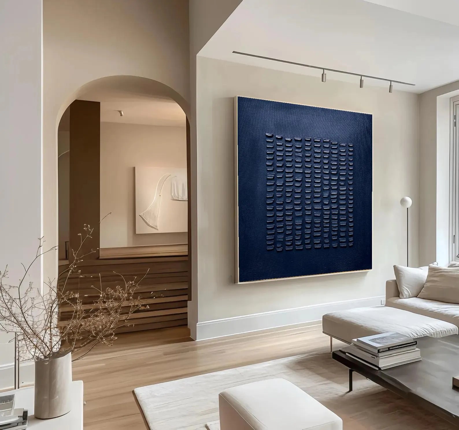 Textured Navy Minimalist Art | Understated Elegance