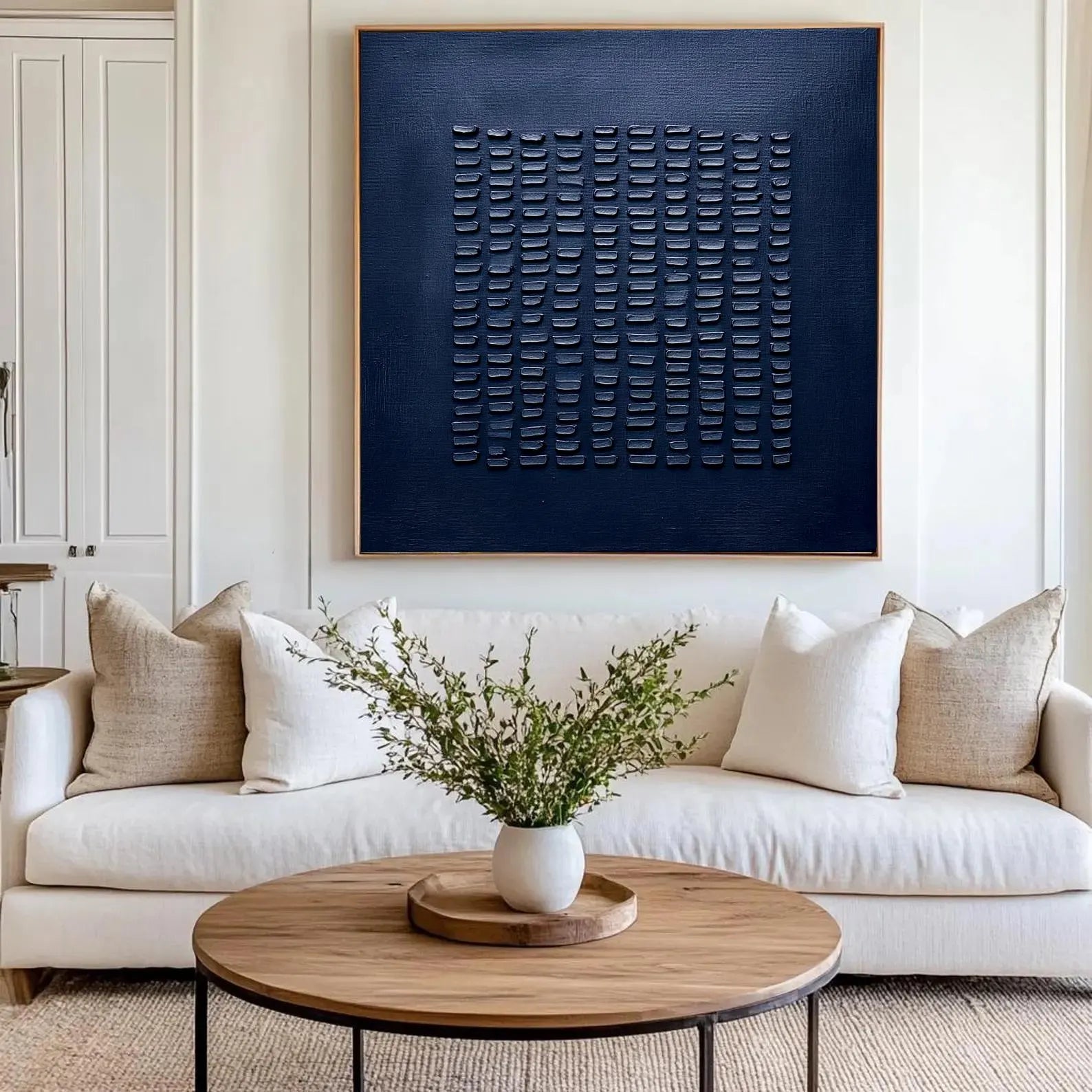 Textured Navy Minimalist Art | Understated Elegance