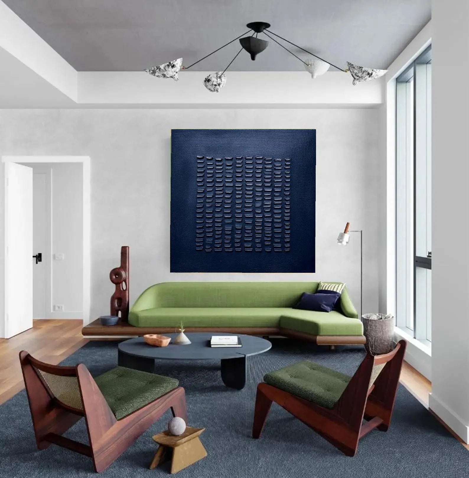 Textured Navy Minimalist Art | Understated Elegance