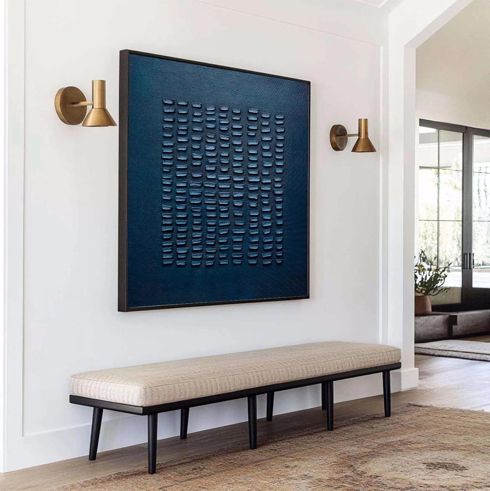 Deep Navy Textured Art | Chic Sophistication