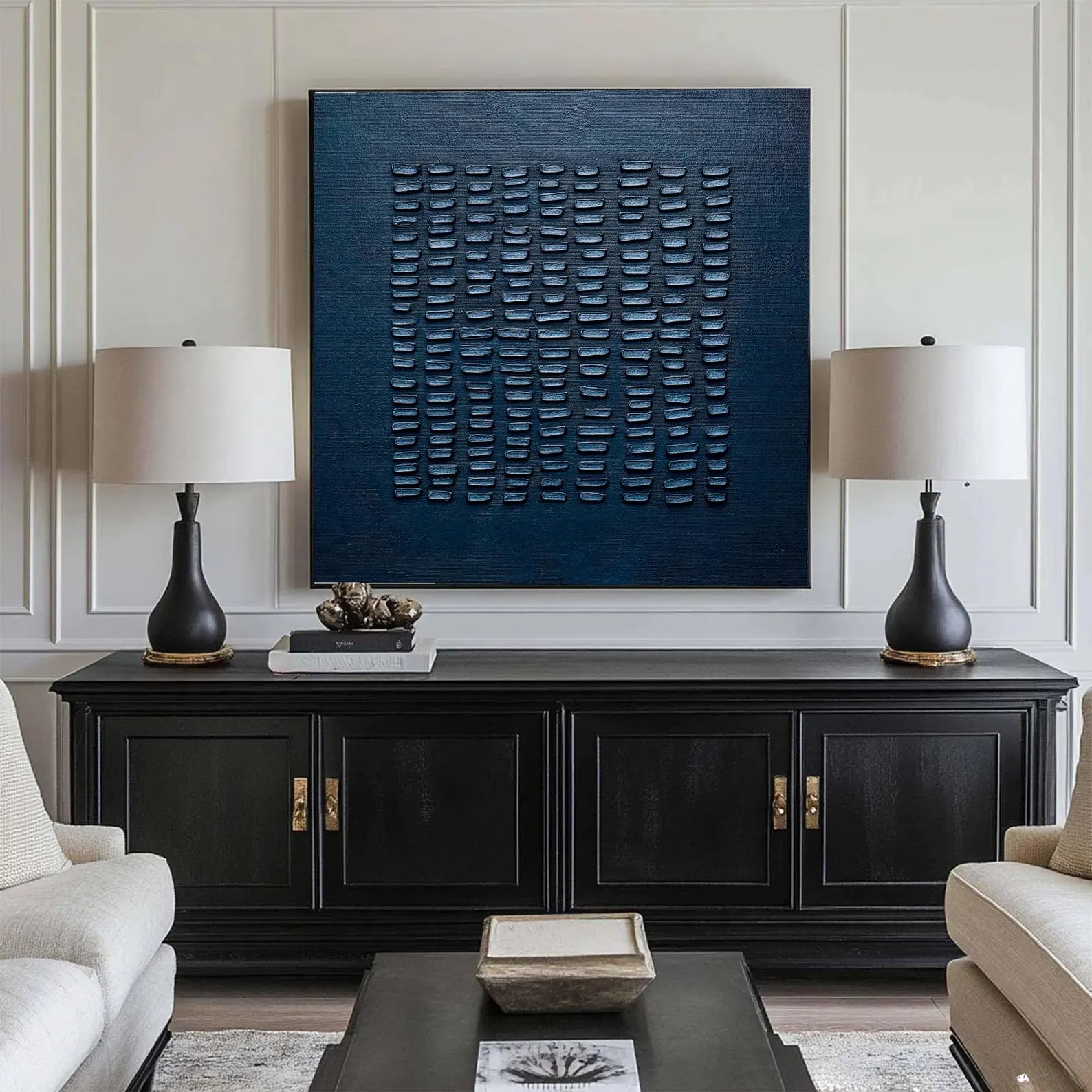 Deep Navy Textured Art | Chic Sophistication