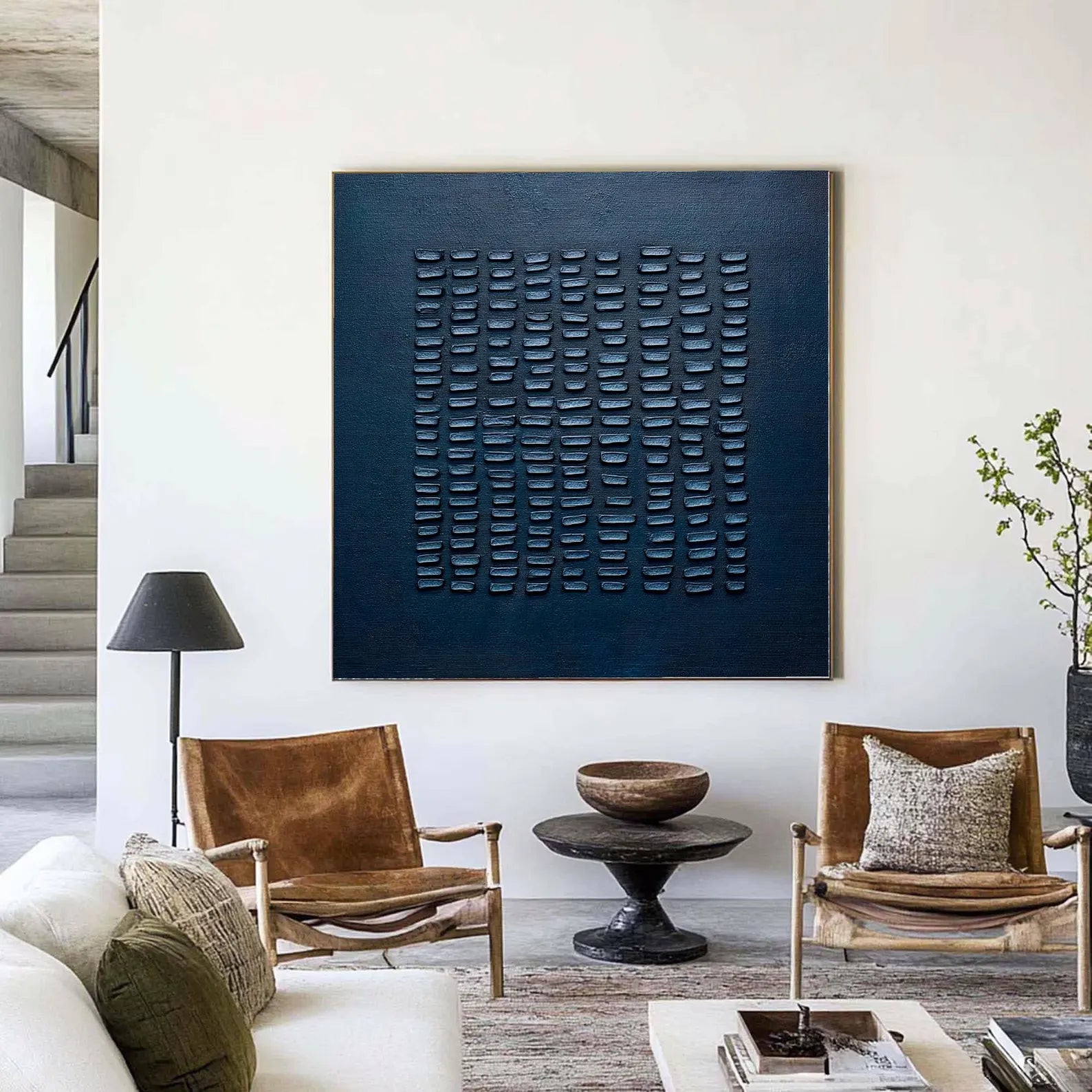 Deep Navy Textured Art | Chic Sophistication