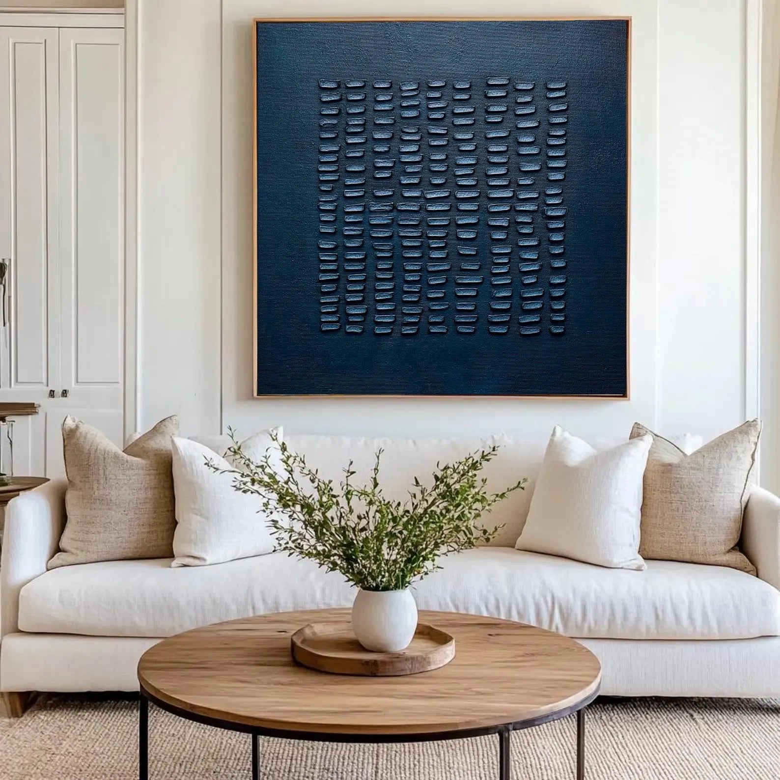 Deep Navy Textured Art | Chic Sophistication