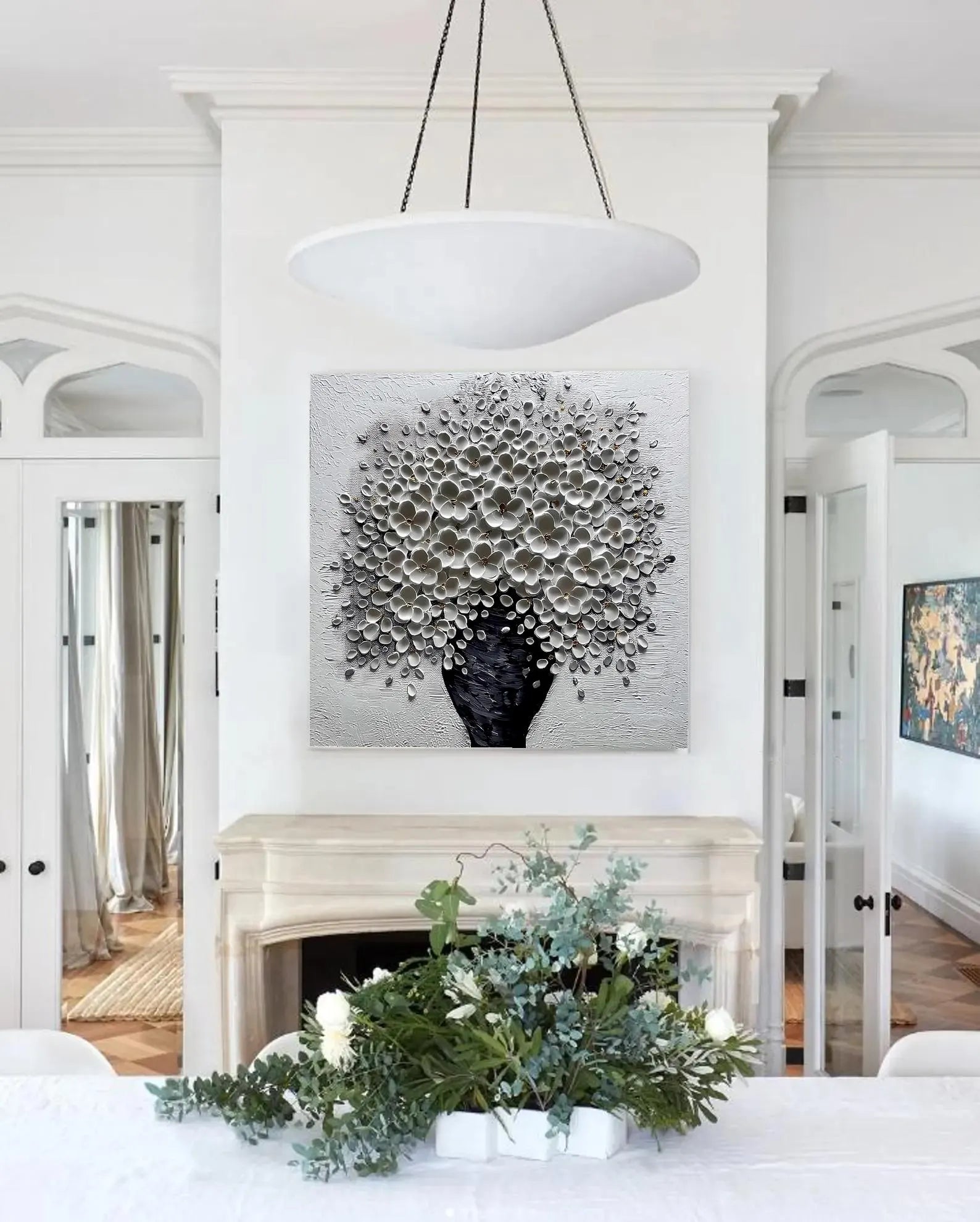 Textured Monochrome Blooms | Elegant Opulence