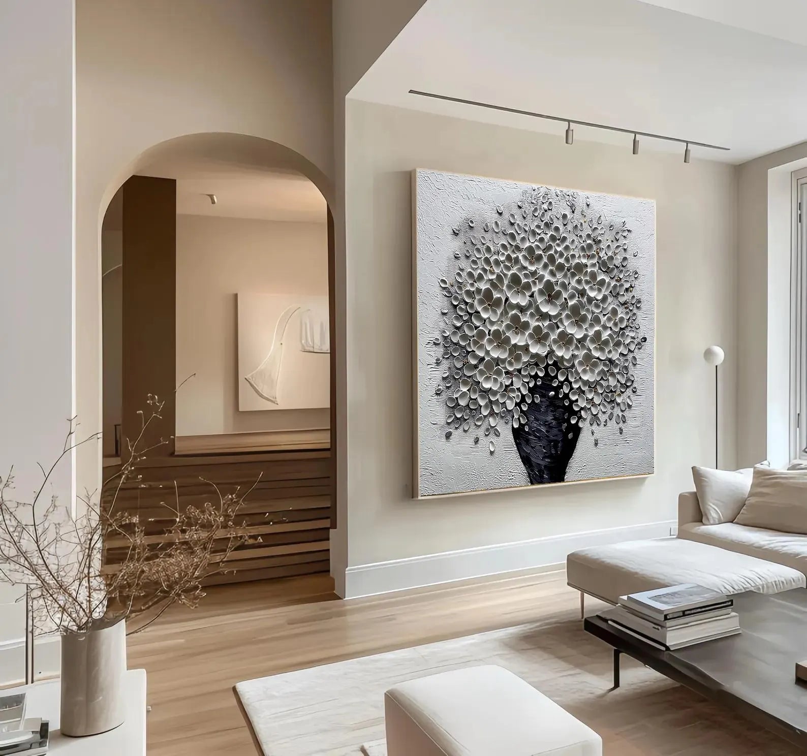 Textured Monochrome Blooms | Elegant Opulence