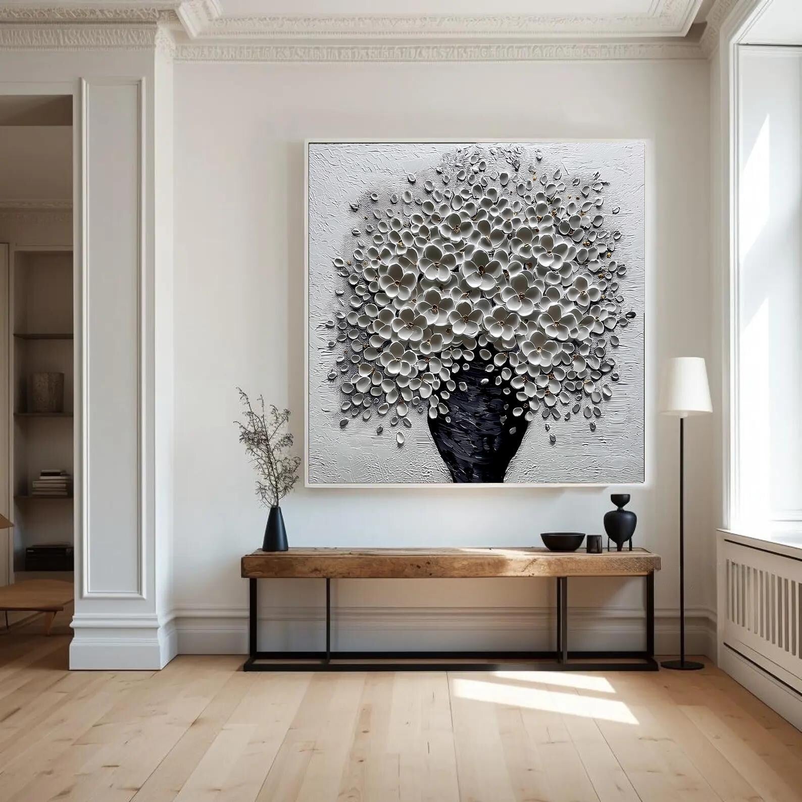 Textured Monochrome Blooms | Elegant Opulence