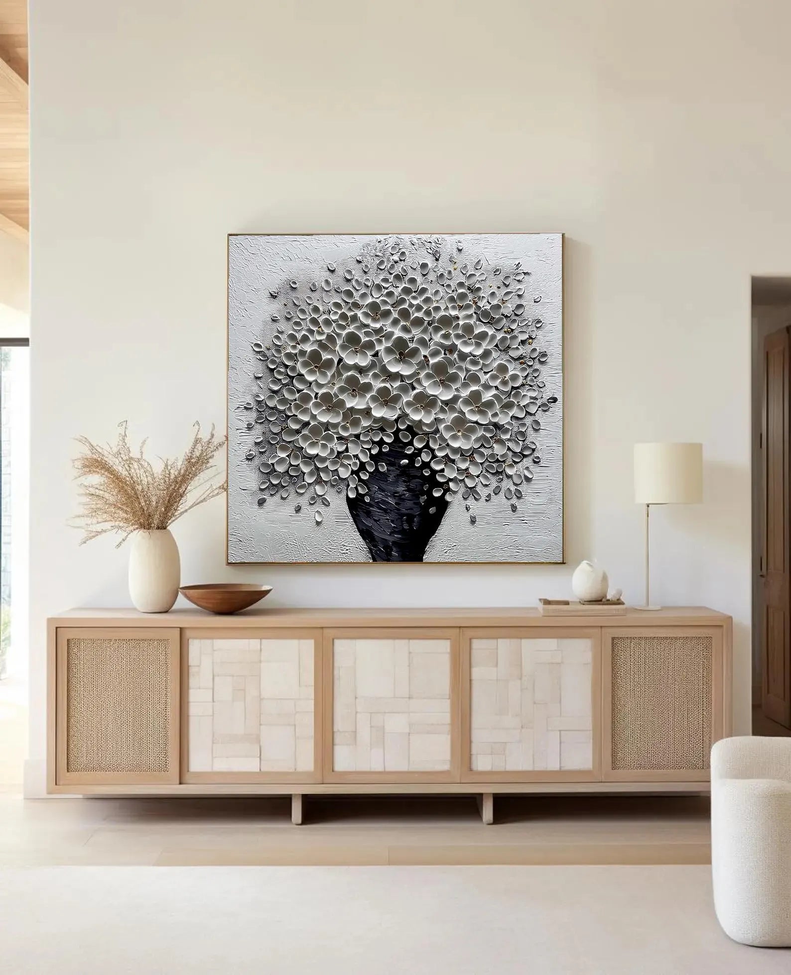 Textured Monochrome Blooms | Elegant Opulence