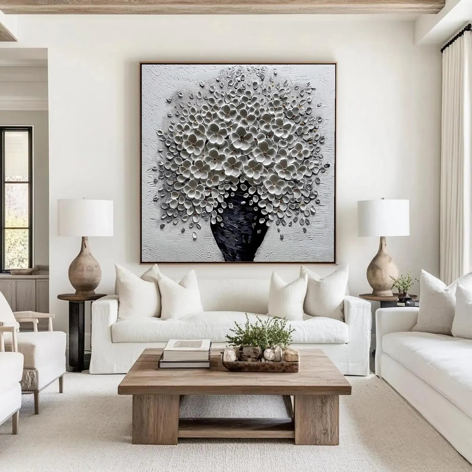 Textured Monochrome Blooms | Elegant Opulence