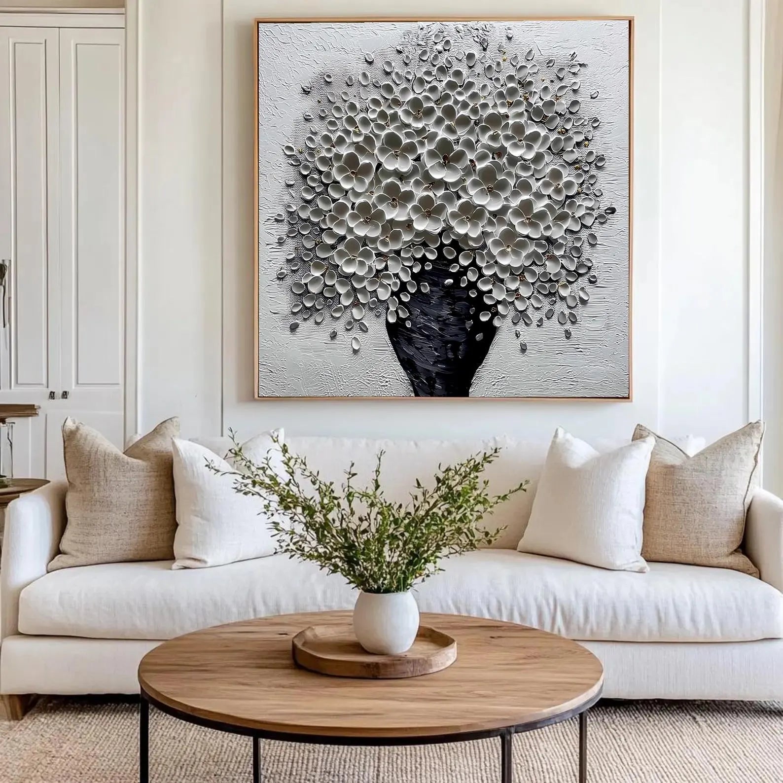 Textured Monochrome Blooms | Elegant Opulence