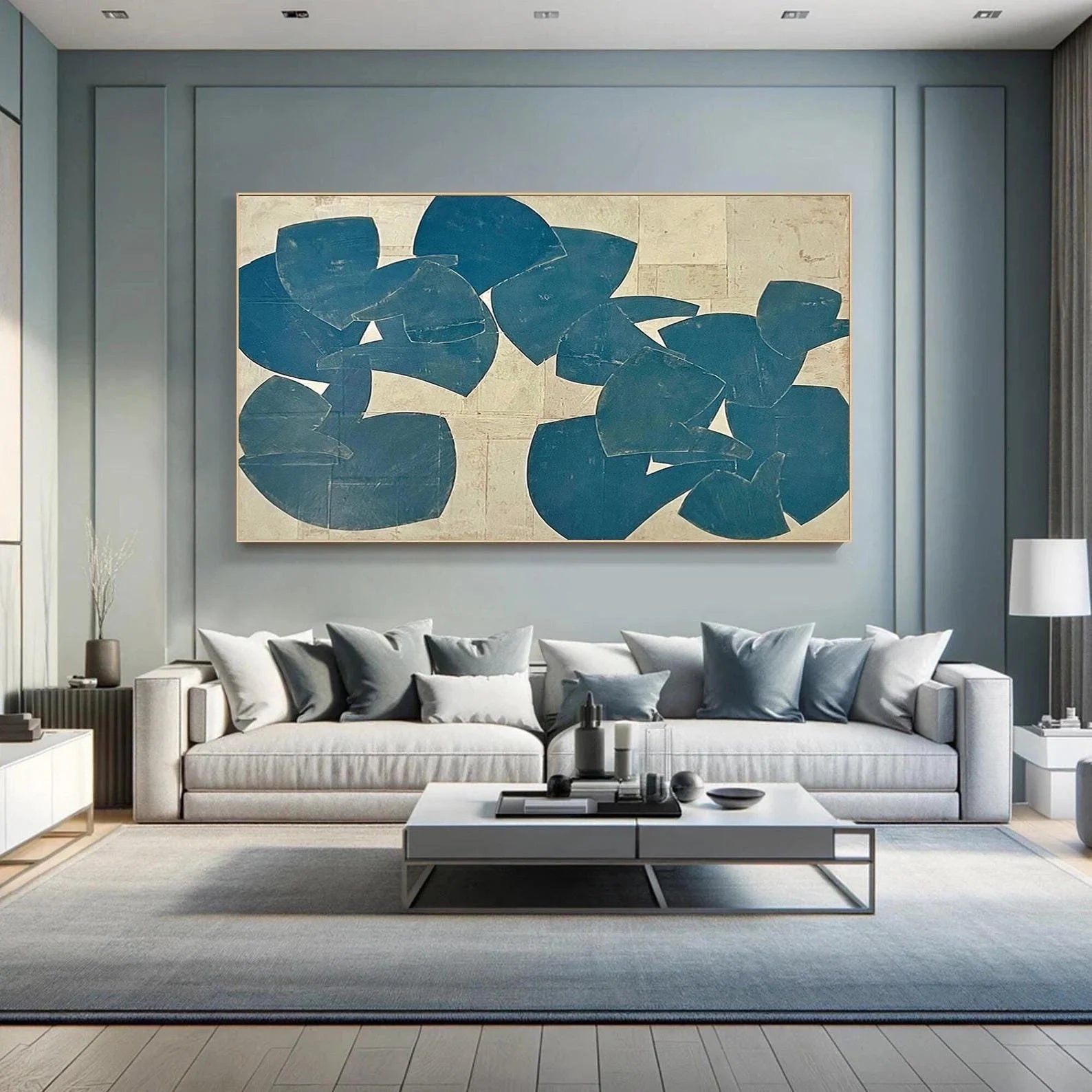 Textured Teal Shapes | Beige Backdrop