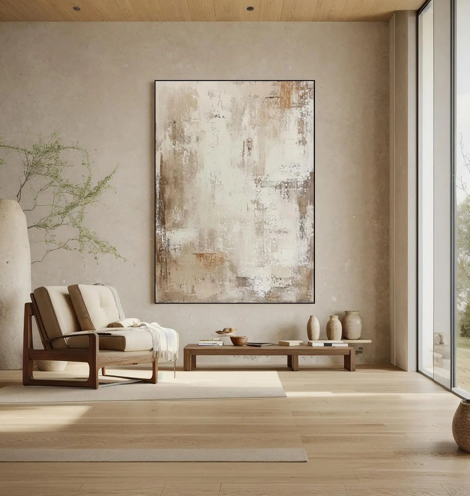 Textured Neutral Grandeur | Beige Mural