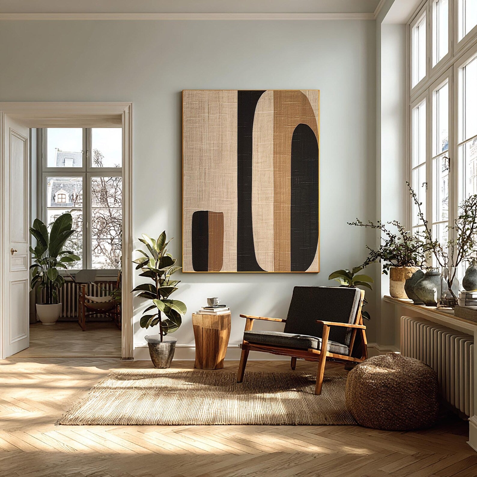 Textured Geometric Luxury | Beige Black