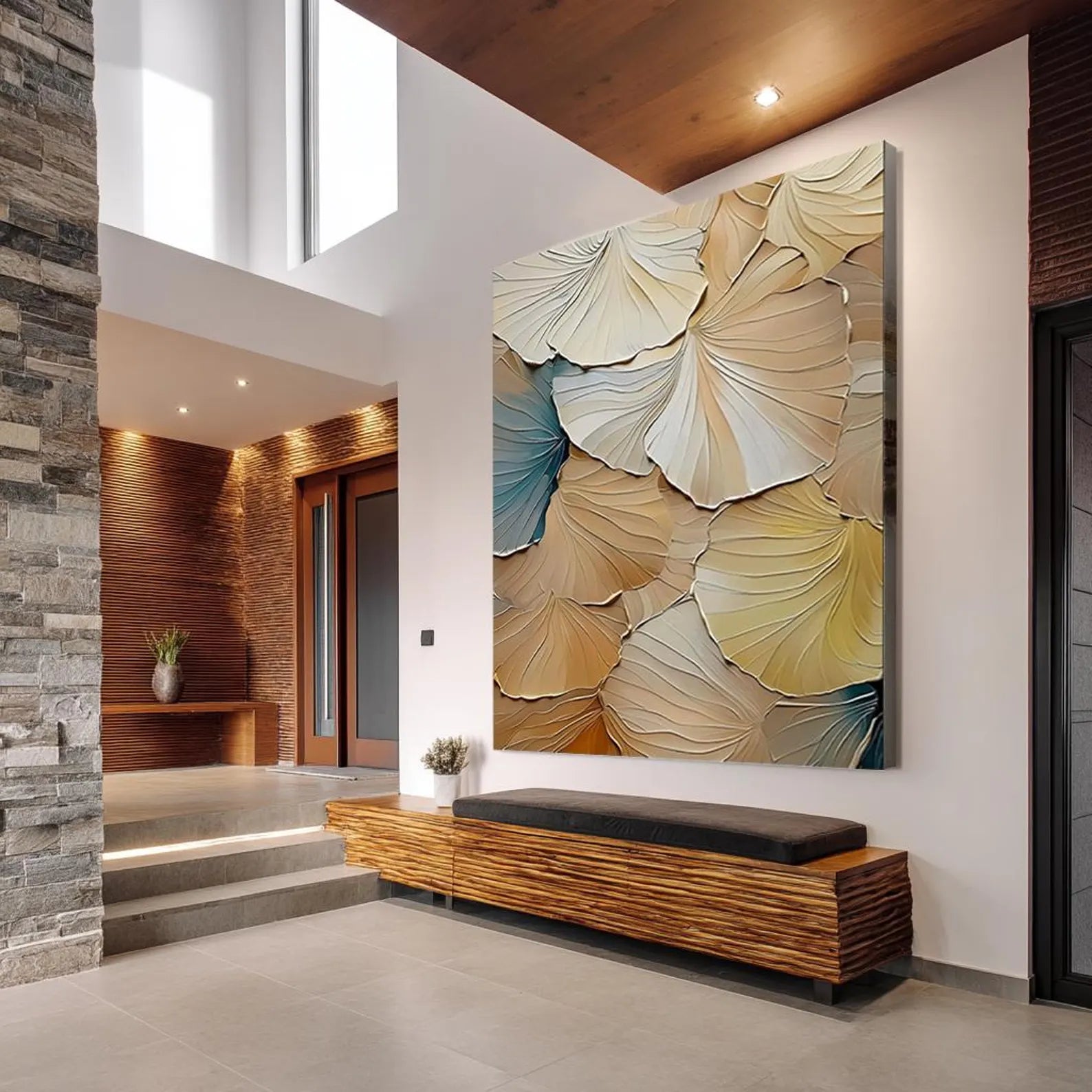 Textured Leaf Art | Warm Elegance