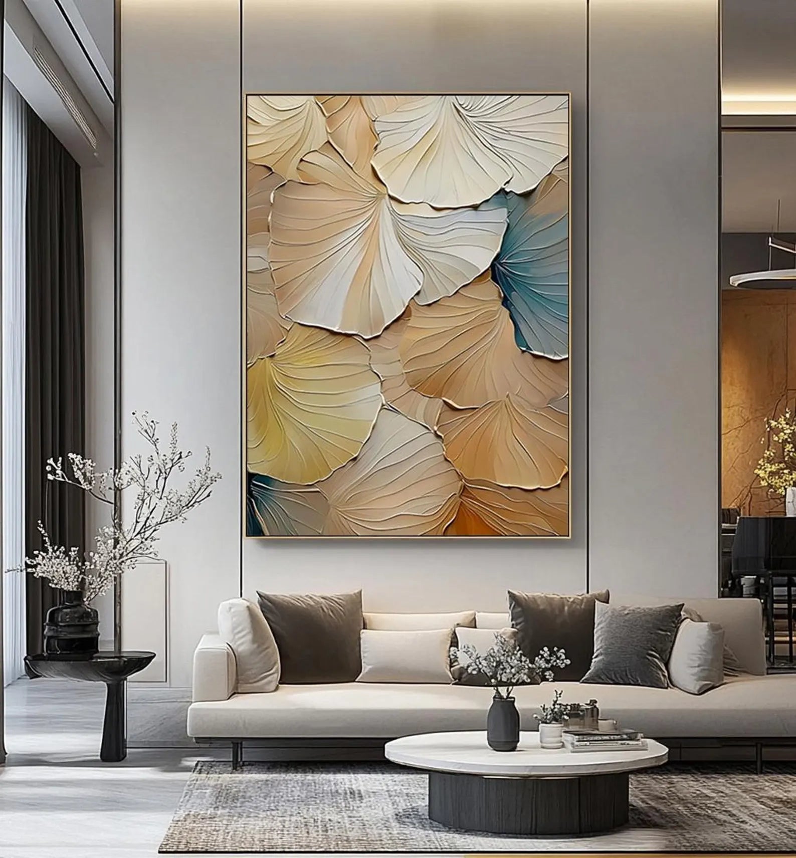 Textured Ginkgo Elegance | Golden Fronds