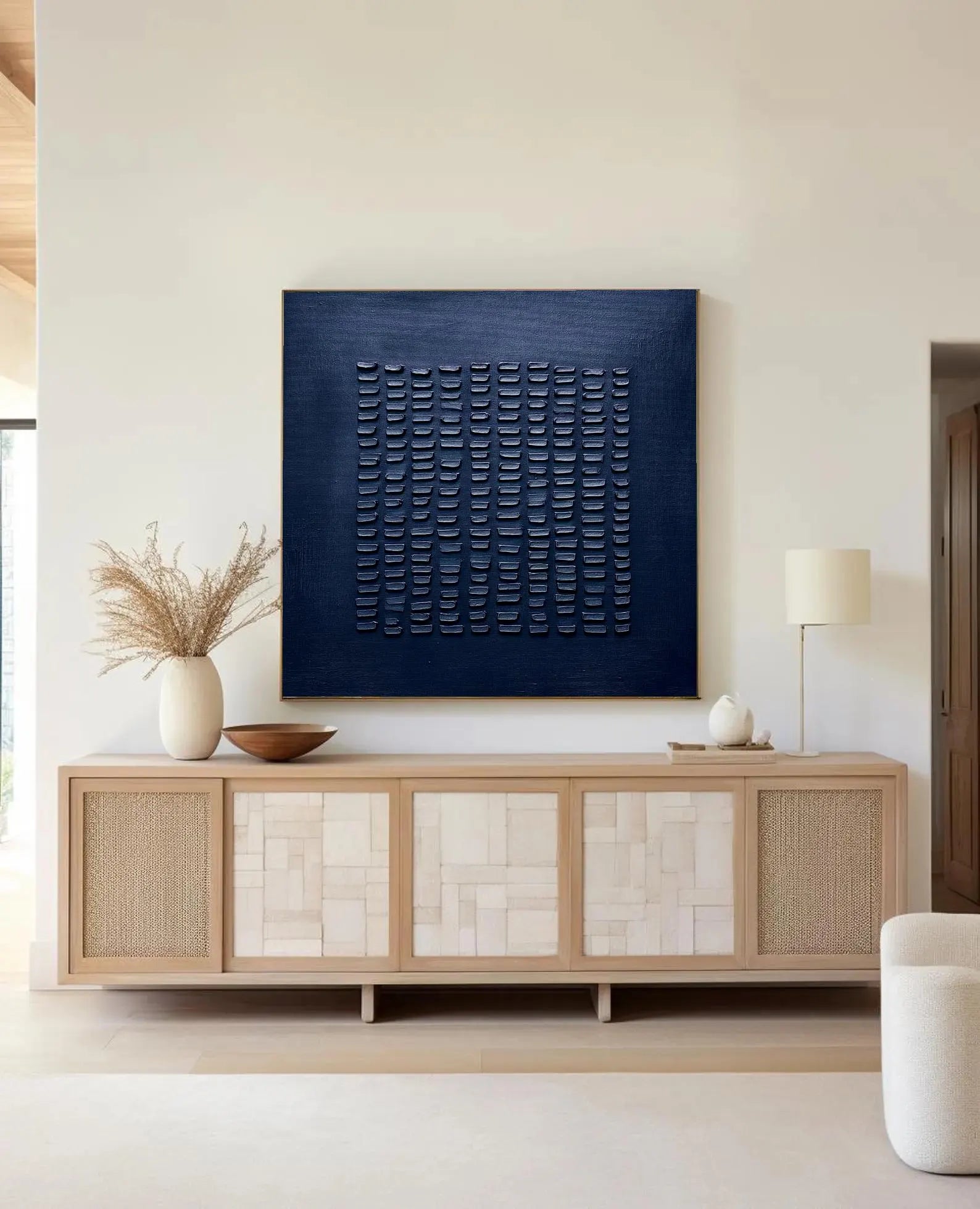 Textured Navy Minimalist Art | Understated Elegance