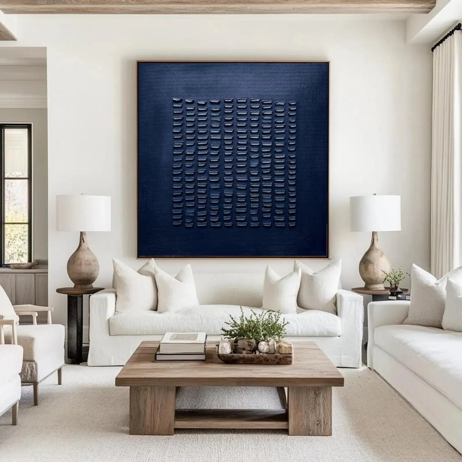 Textured Navy Minimalist Art | Understated Elegance