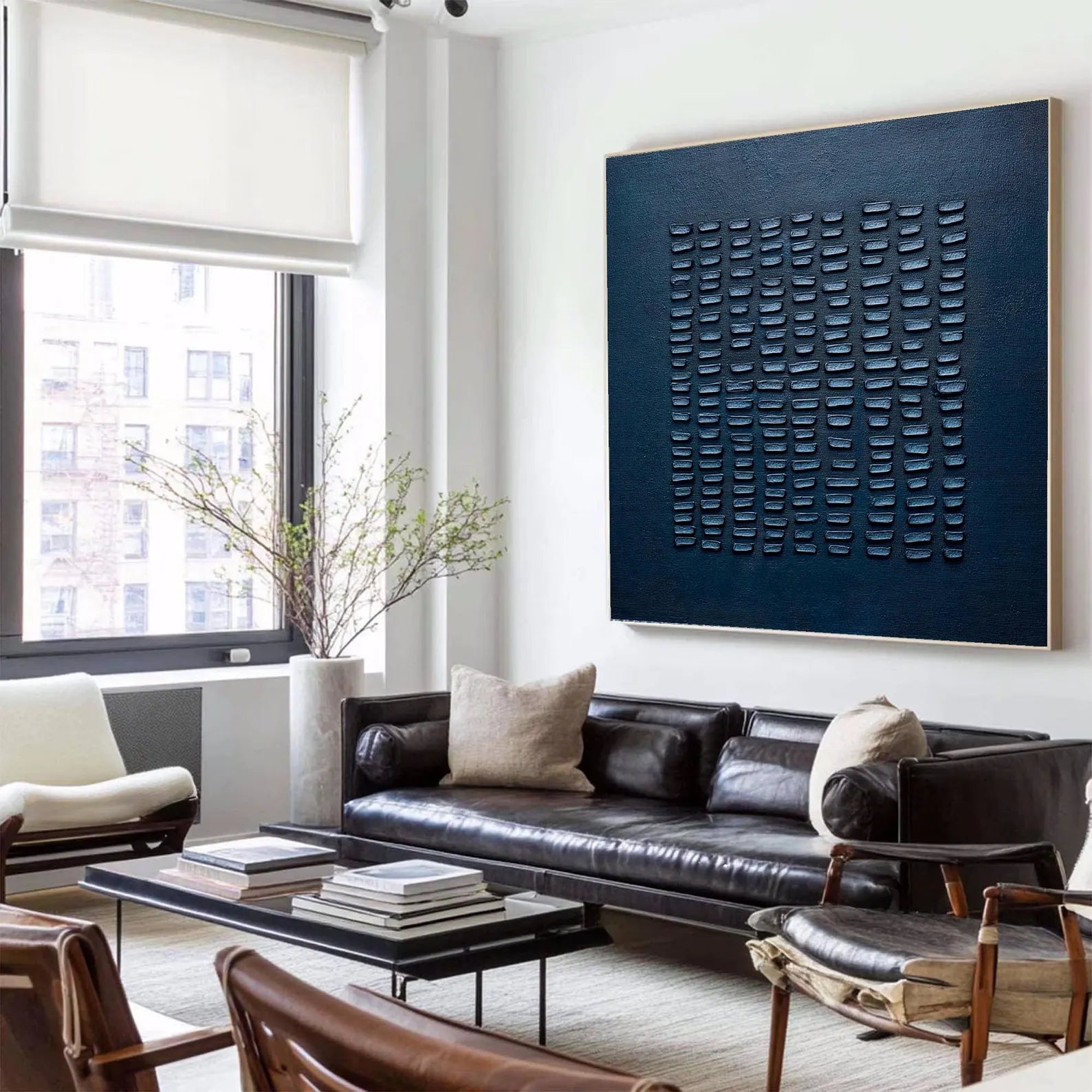 Deep Navy Textured Art | Chic Sophistication