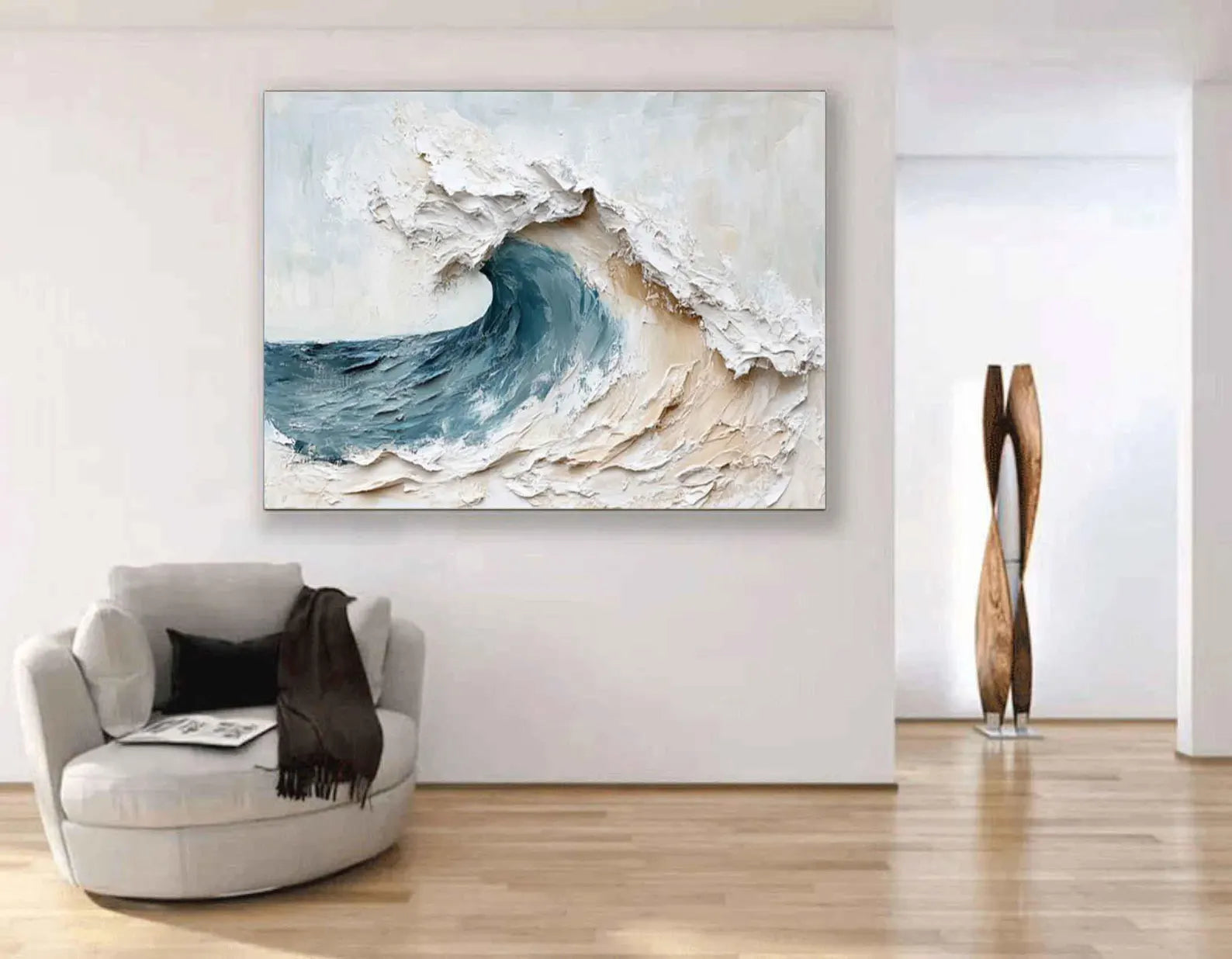 Textured Wave Grandeur | Blue Beige