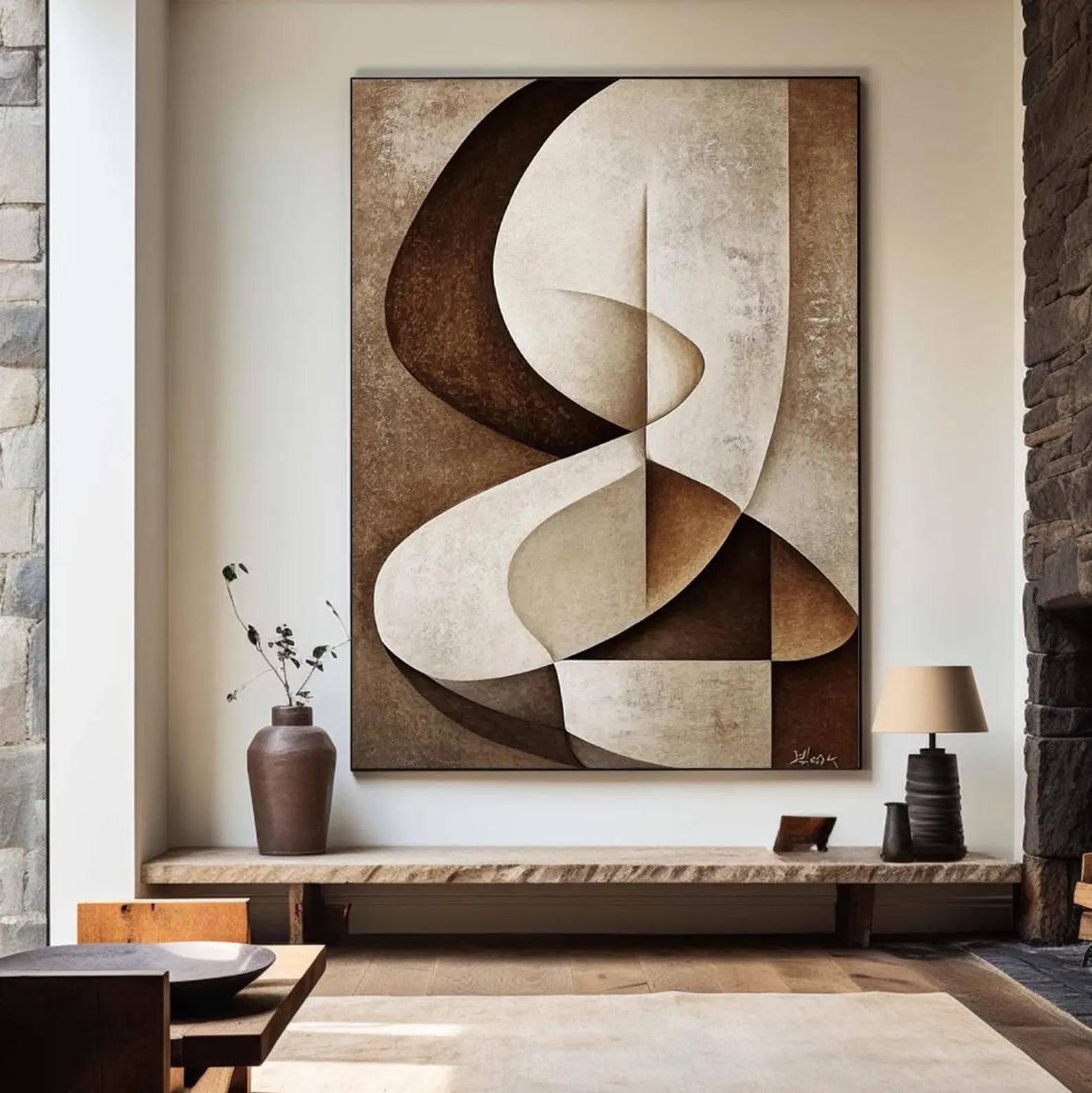 Textured Geometric Serenity | Umber Curves