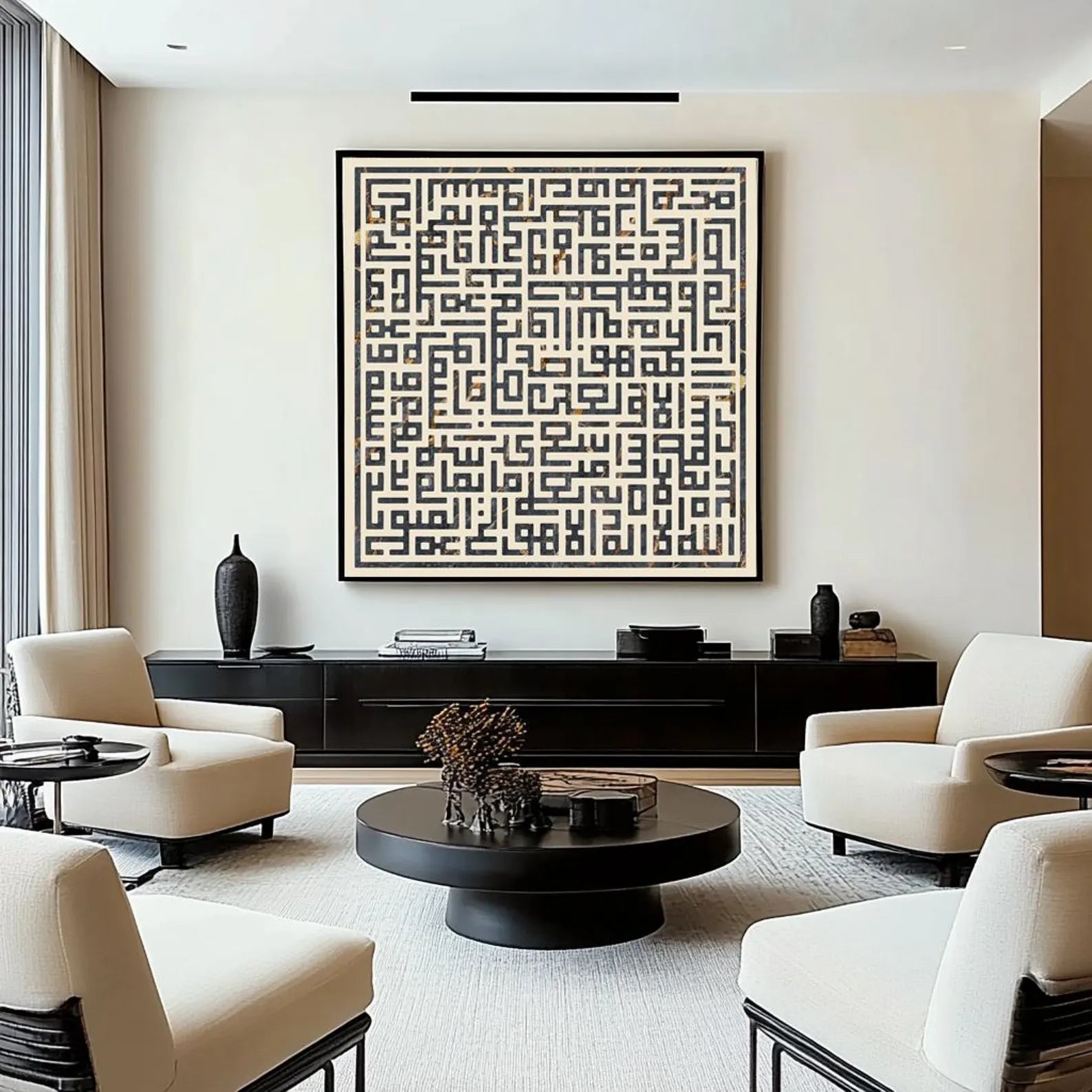 Textured Calligraphic Labyrinth | Dark Motif