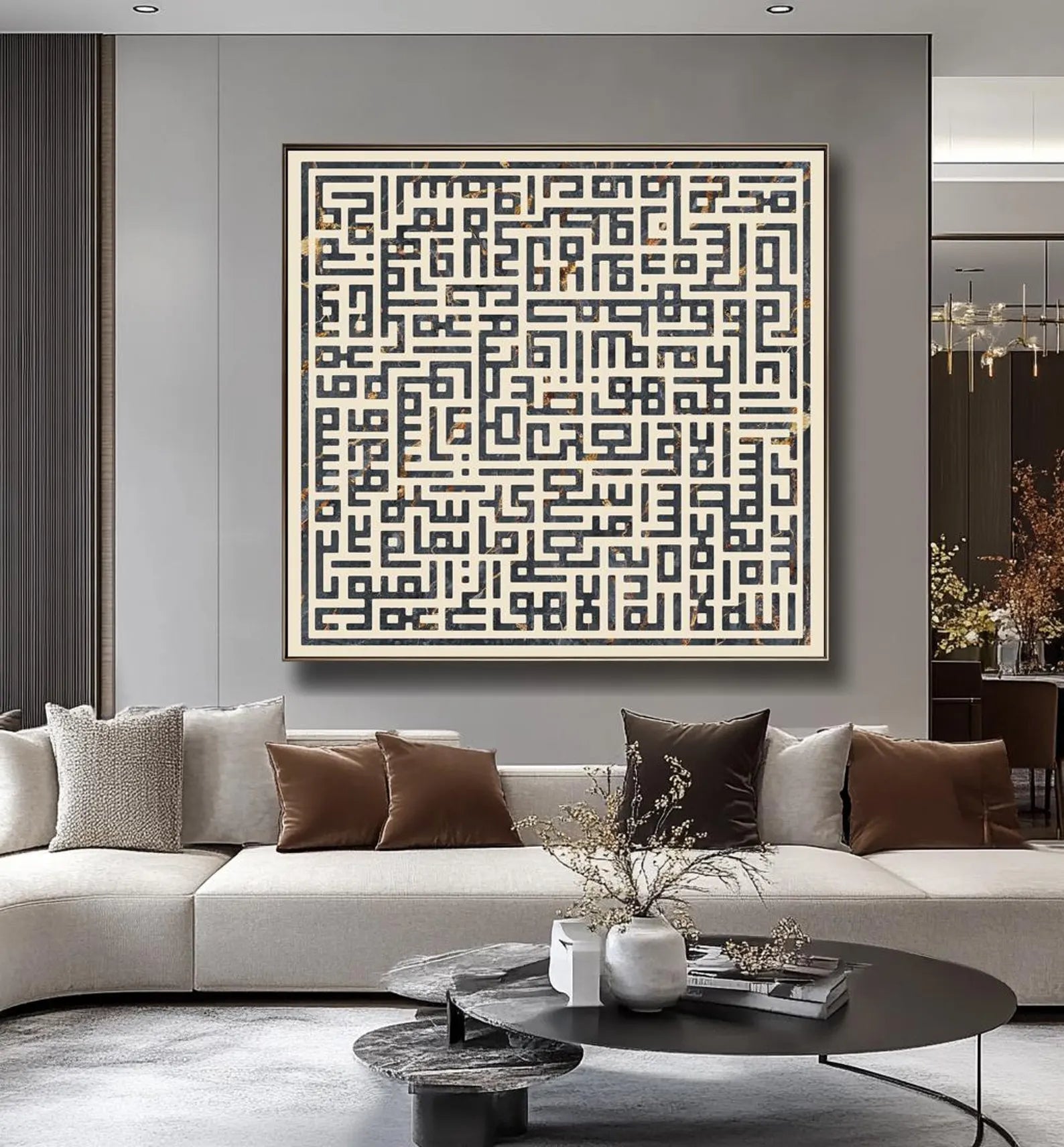 Textured Calligraphic Labyrinth | Dark Motif