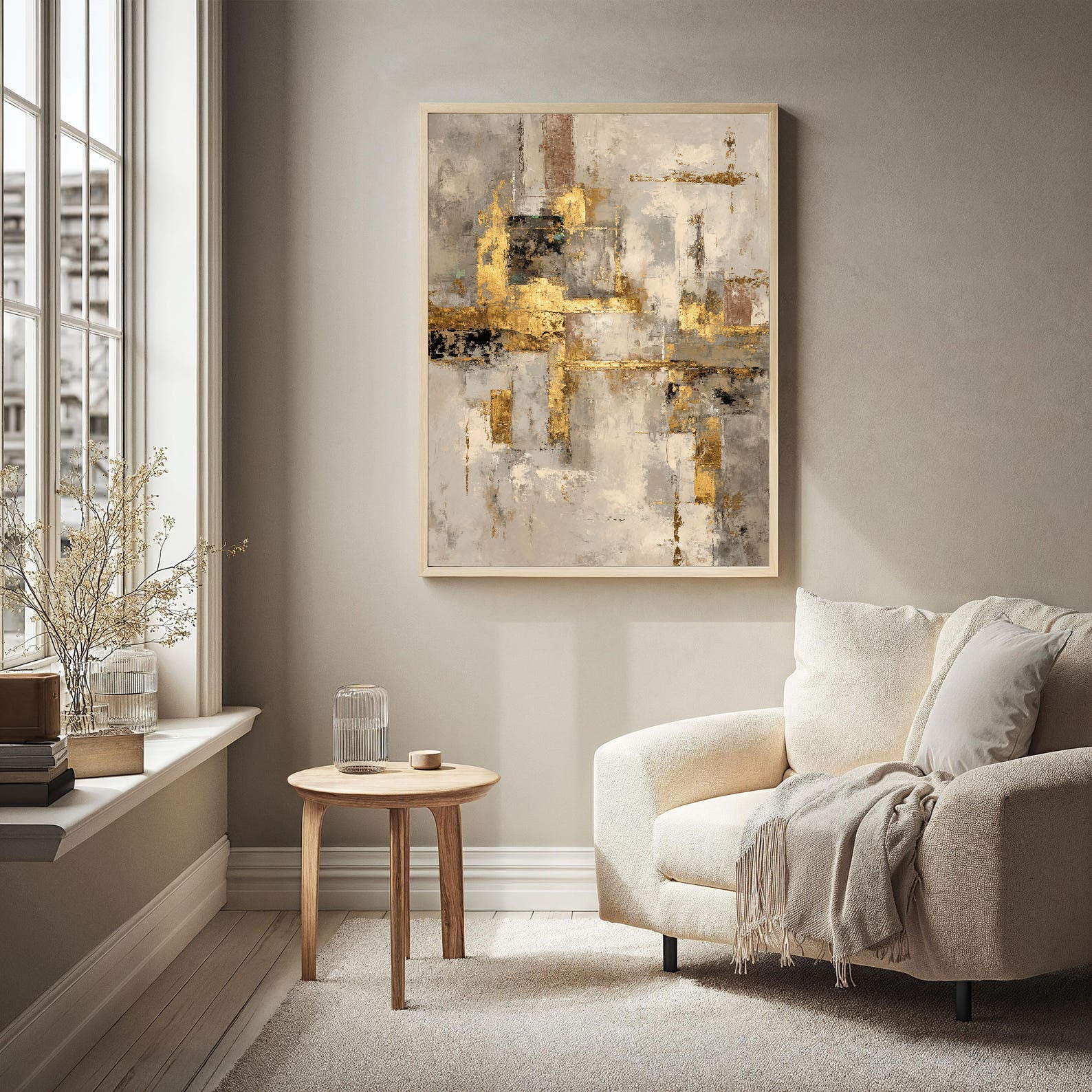Textured Gold Accent Art | Opulent Depth