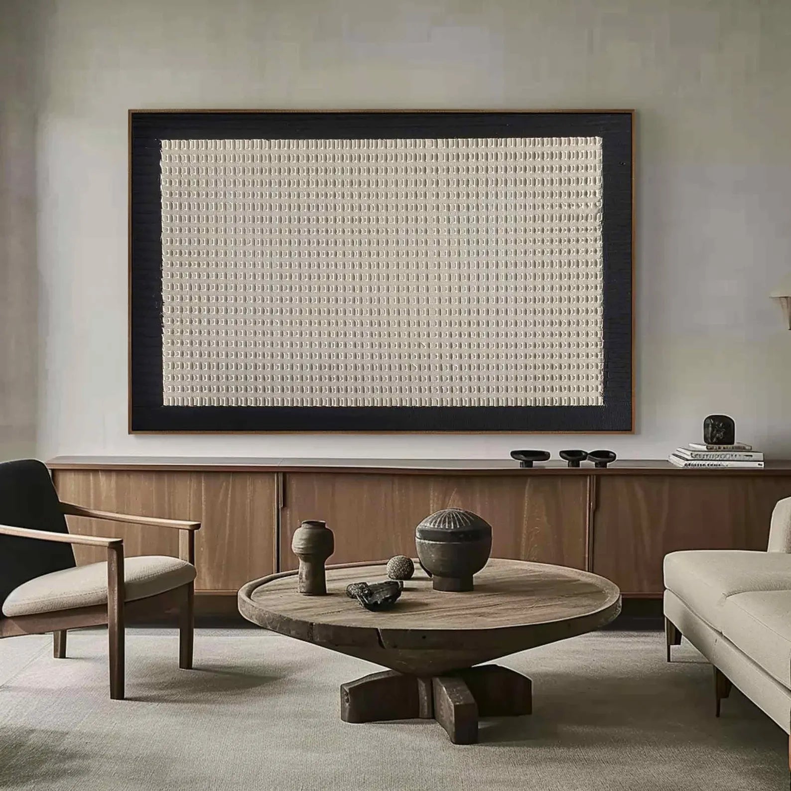 Textured Grid-Neutral Art | Subtle Sophistication