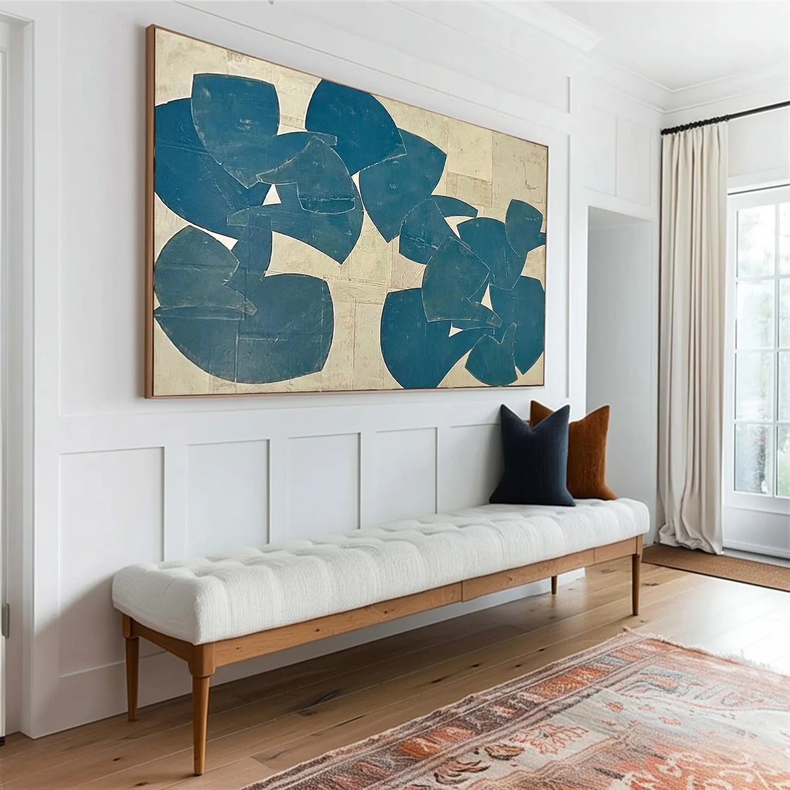 Textured Teal Shapes | Beige Backdrop