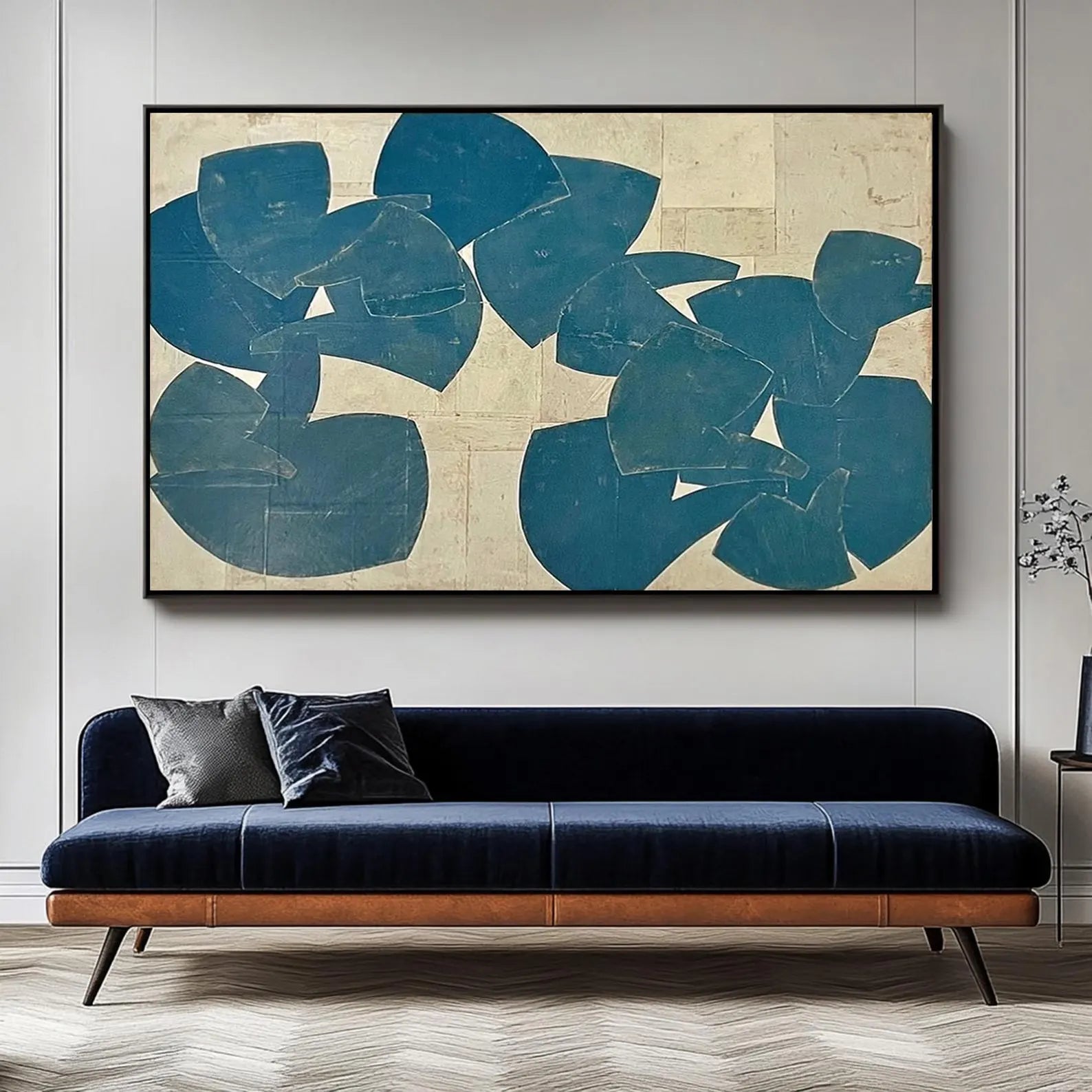 Textured Teal Shapes | Beige Backdrop