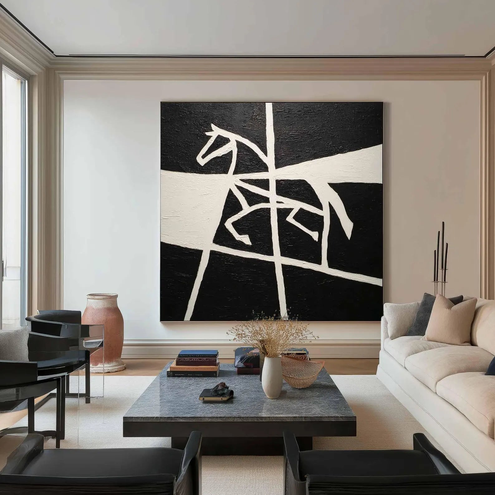 Geometric Equine Monochrome | Artistic Boldness