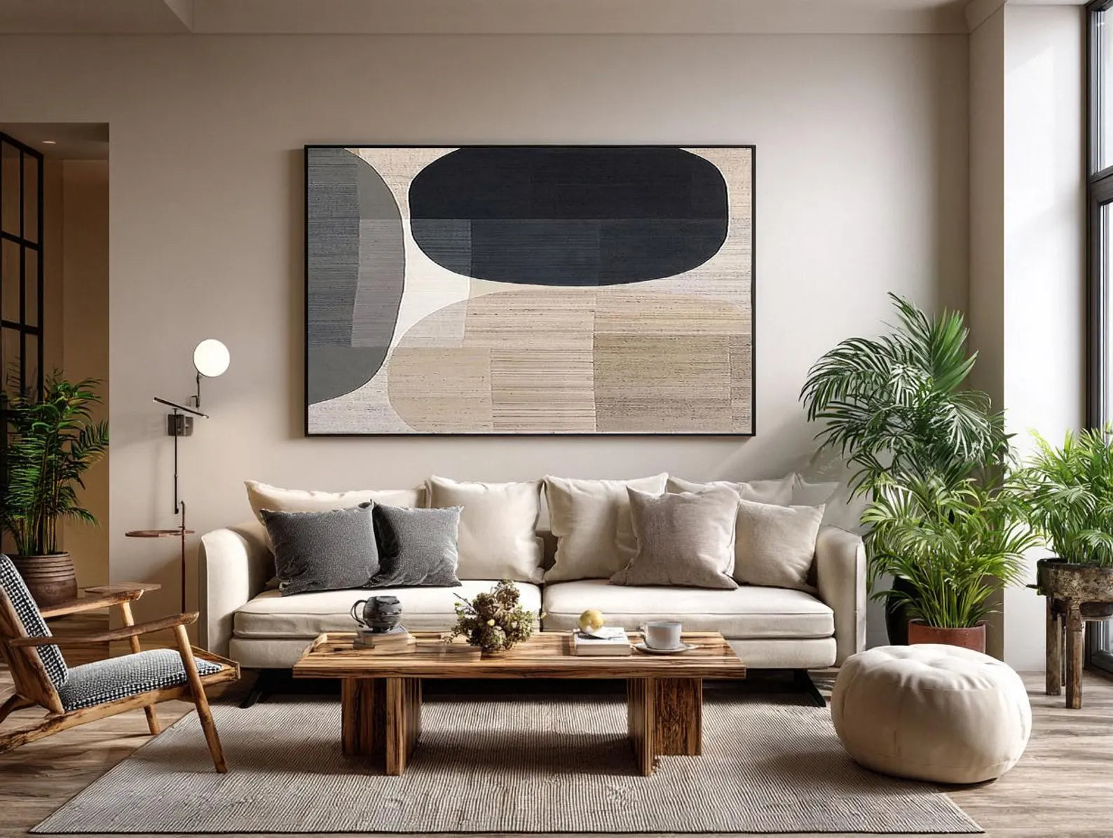 Textured Curved Geometrics | Neutral Hues