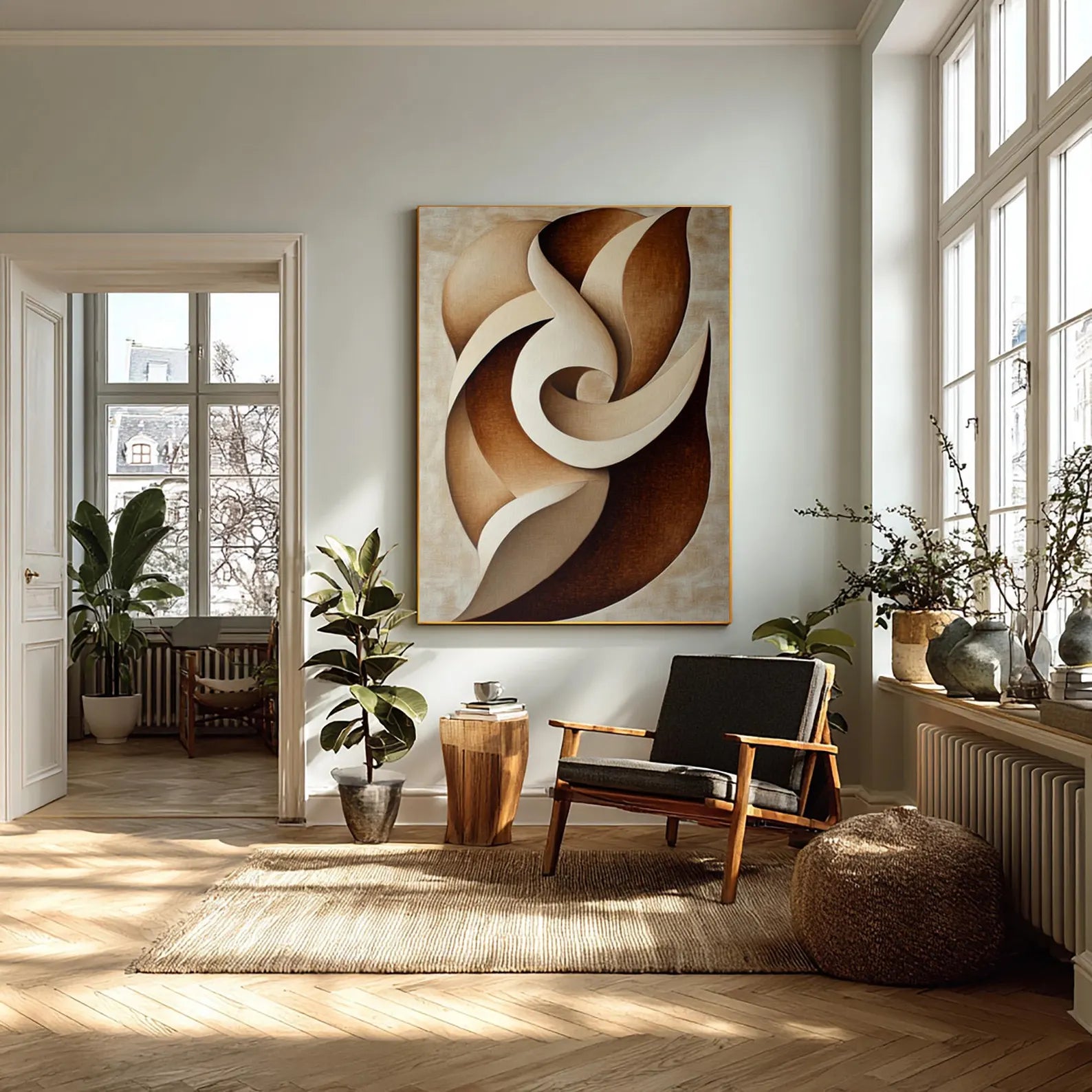 Textured Geometric Elegance | Brown Swirl