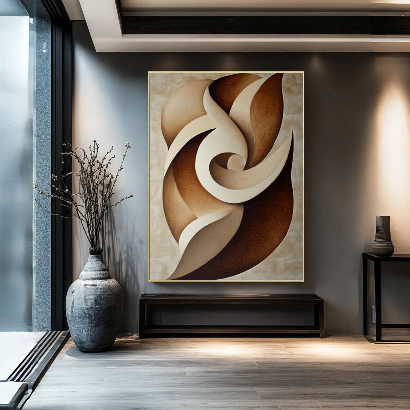 Textured Geometric Elegance | Brown Swirl